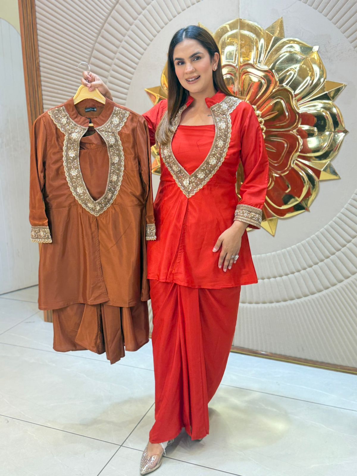 Beautiful elegant party wear 3pc set with skirt pc3048