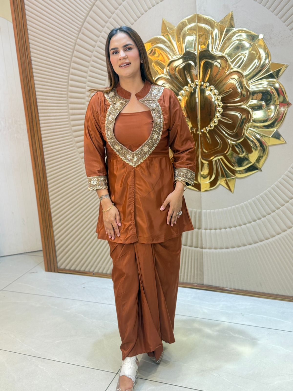 Beautiful elegant party wear 3pc set with skirt pc3048