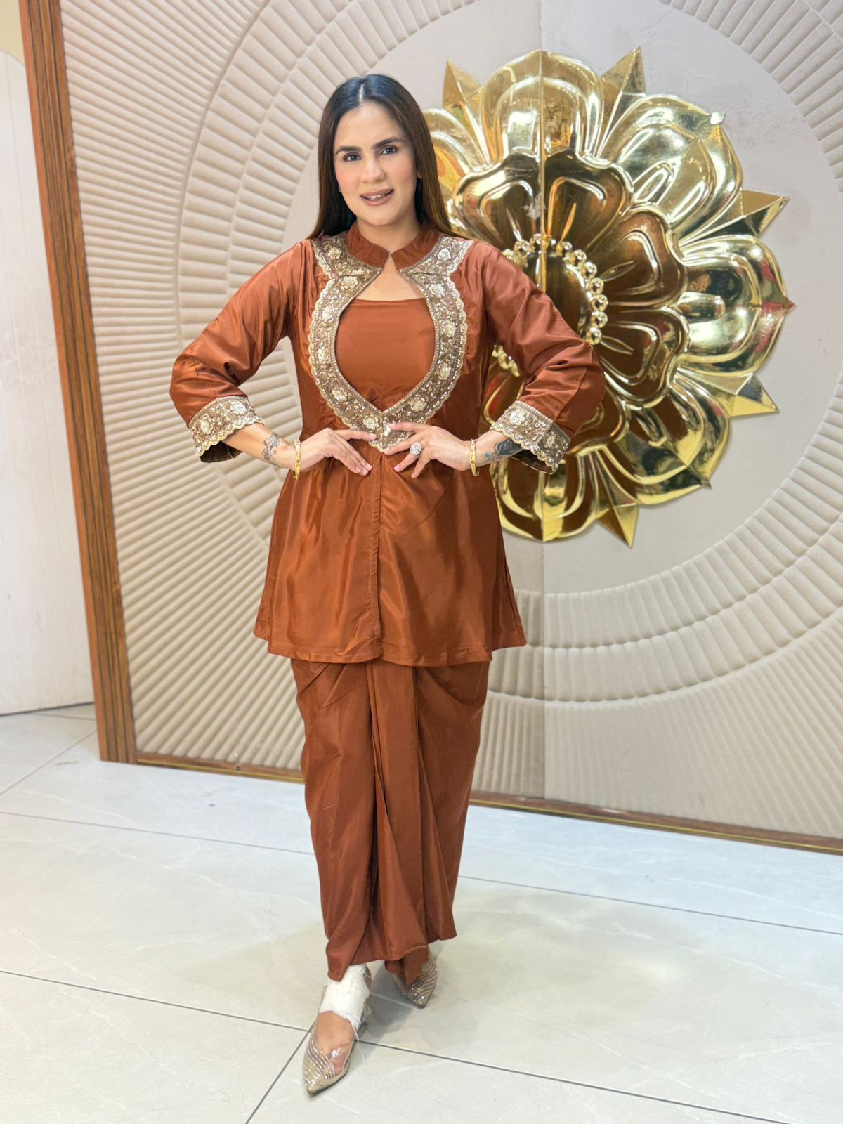 Beautiful elegant party wear 3pc set with skirt pc3048
