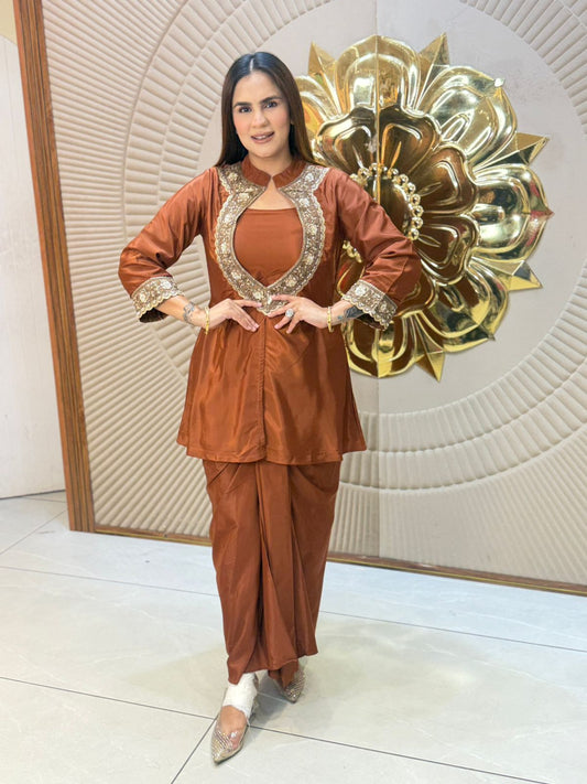 Beautiful elegant party wear 3pc set with skirt pc3048