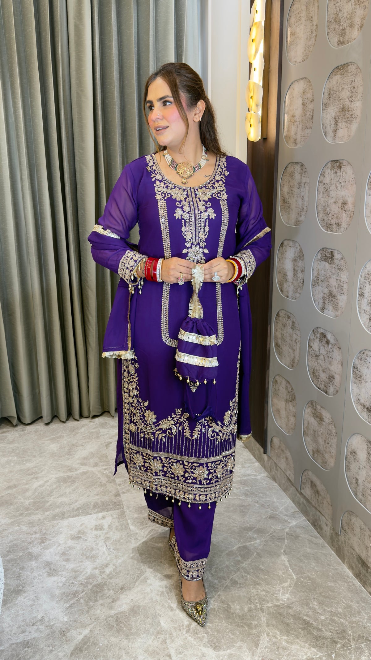 Beautiful ethnic kurta set featuring heavy zari, tilla, and code-sequence embroidery pc3361
