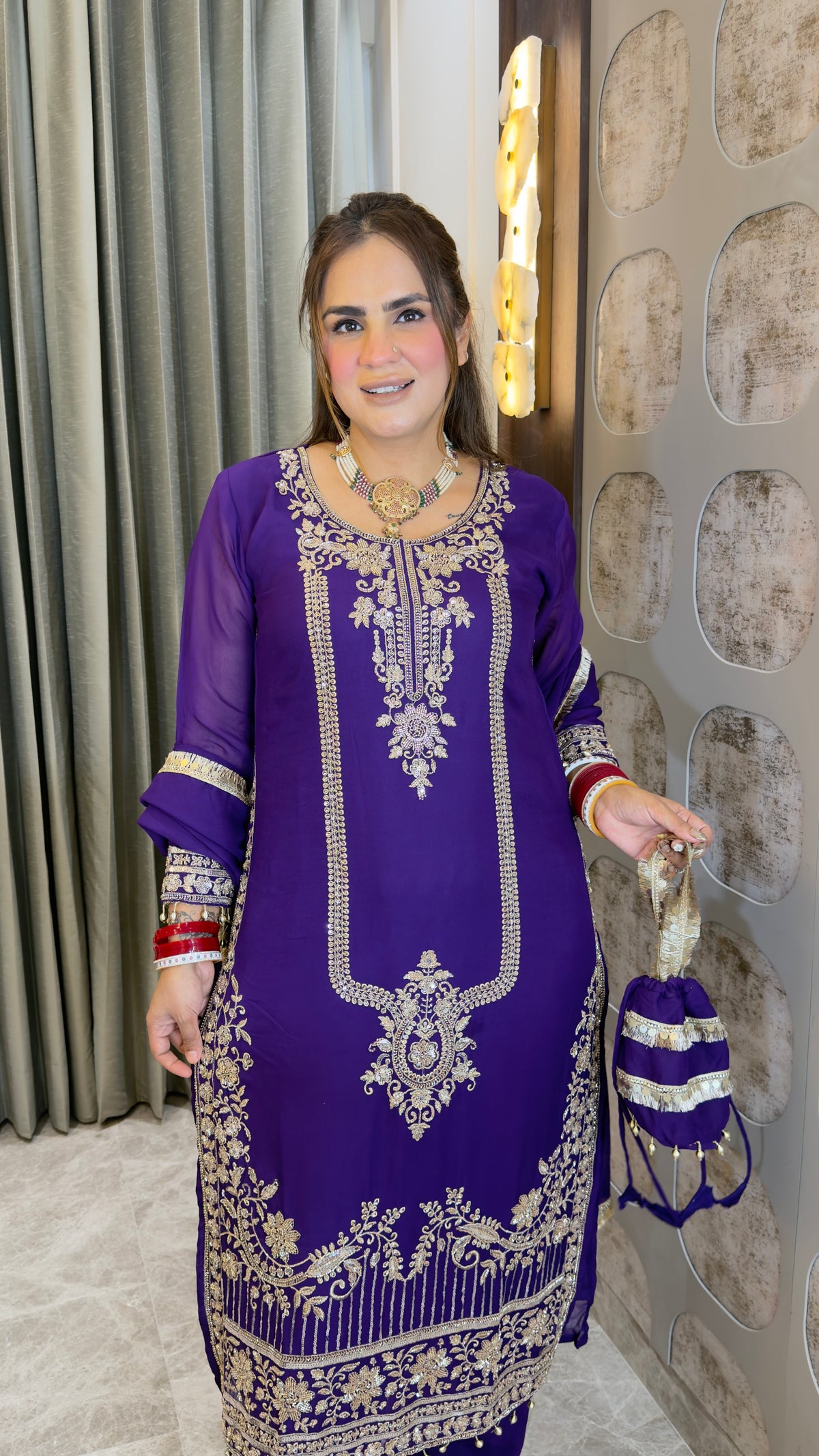 Beautiful ethnic kurta set featuring heavy zari, tilla, and code-sequence embroidery pc3361