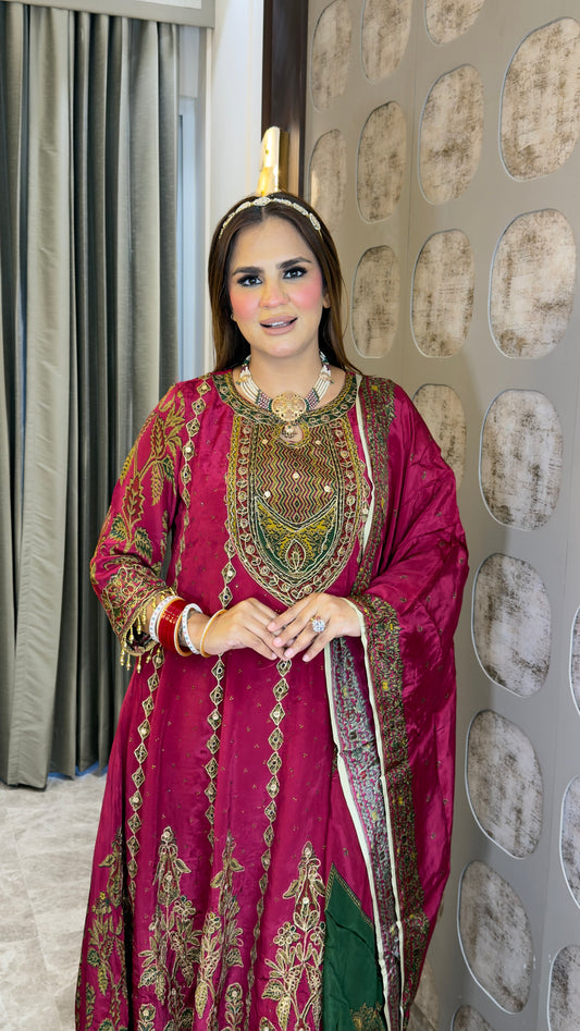 Elegant magenta-pink ethnic 3-piece suit set pc3383