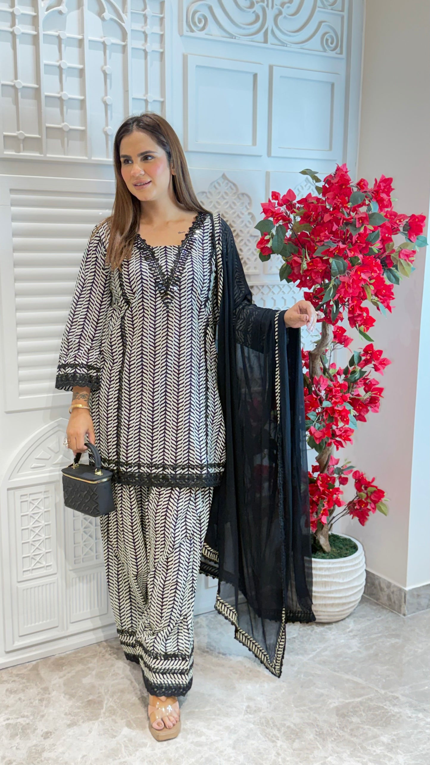 Elegant Suit With Lace Work On Dupatta pc3321