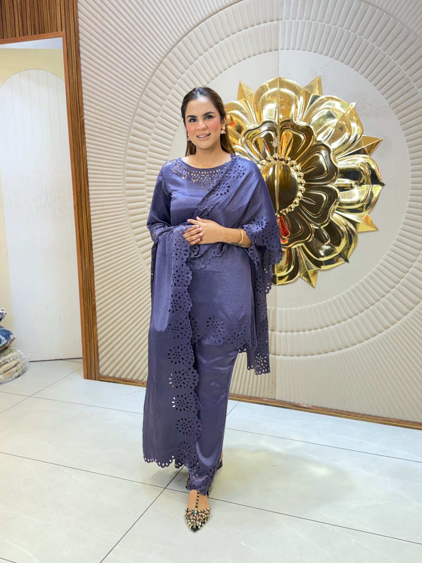 Beautiful Suit With Laser Cut Work PC3235