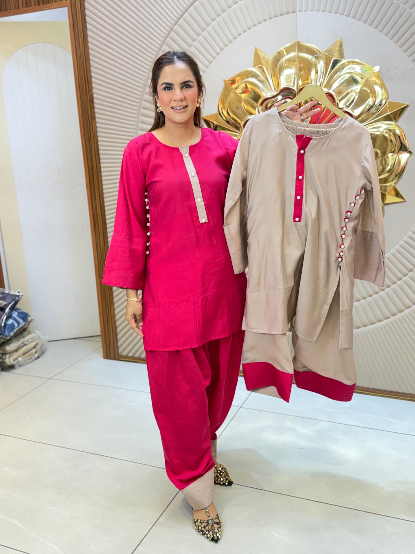 Beautiful Daily Wear Co-Ord Set With Pearl Work PC3236