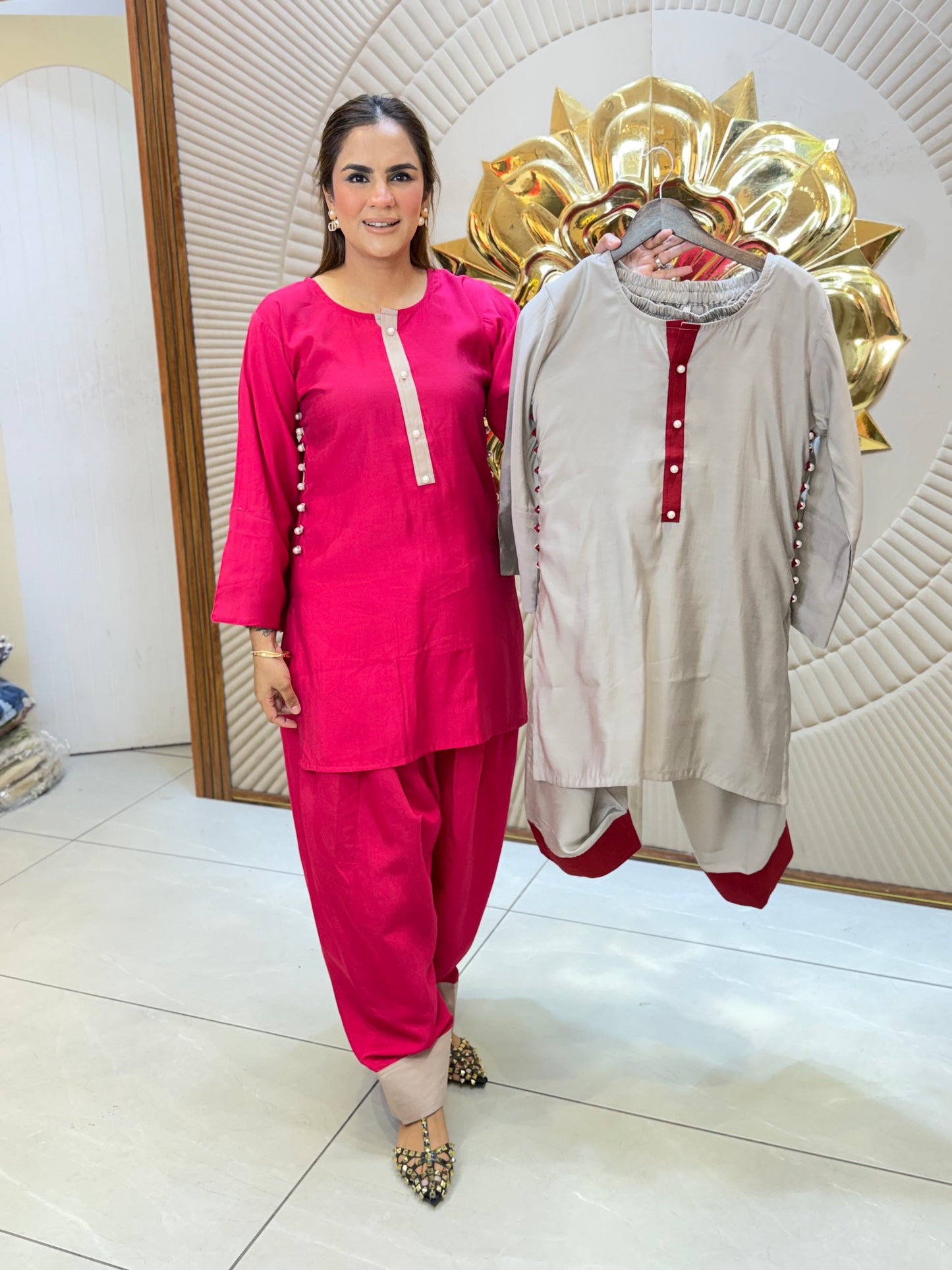 Beautiful Daily Wear Co-Ord Set With Pearl Work PC3236