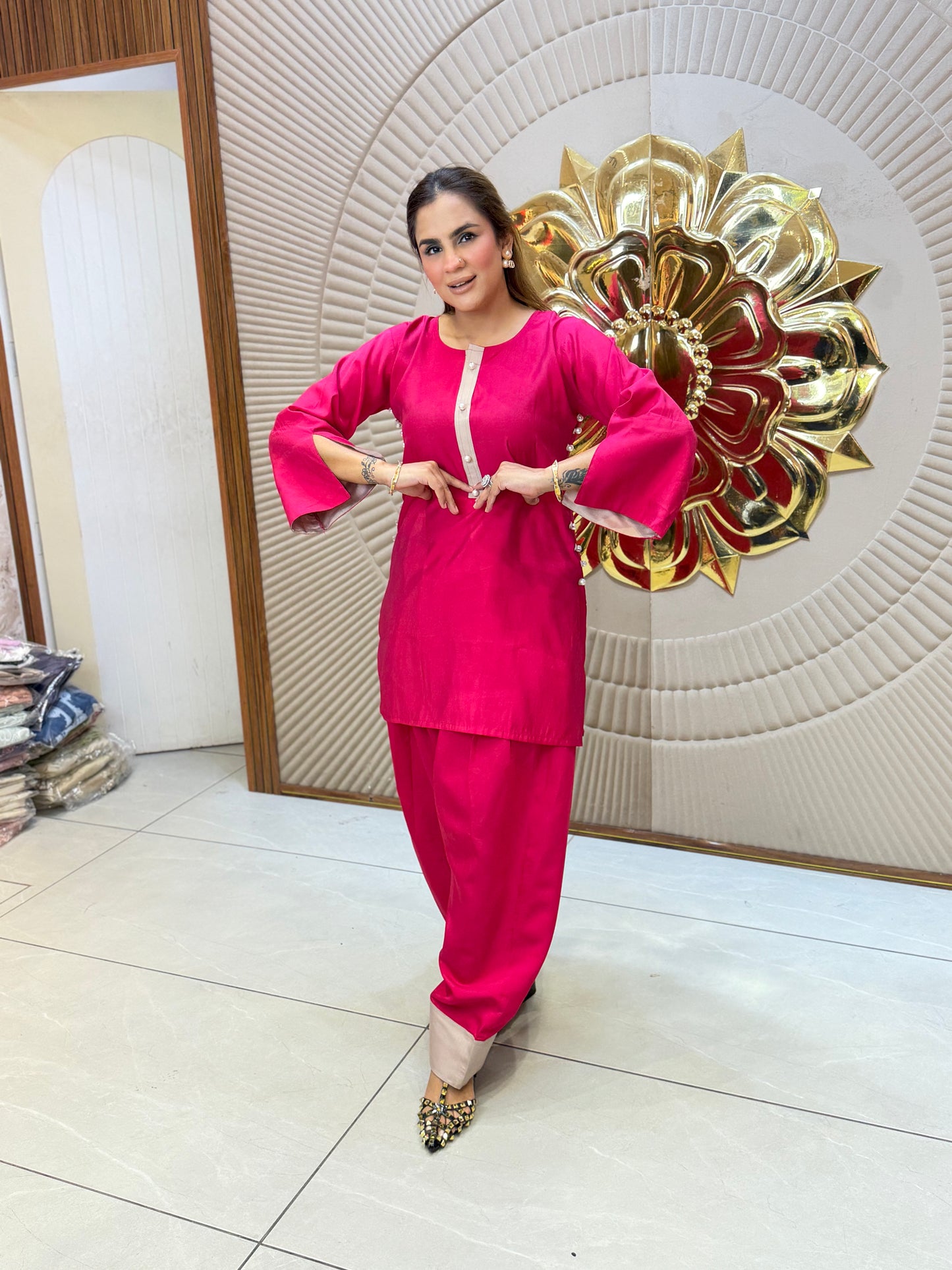 Beautiful Daily Wear Co-Ord Set With Pearl Work PC3236