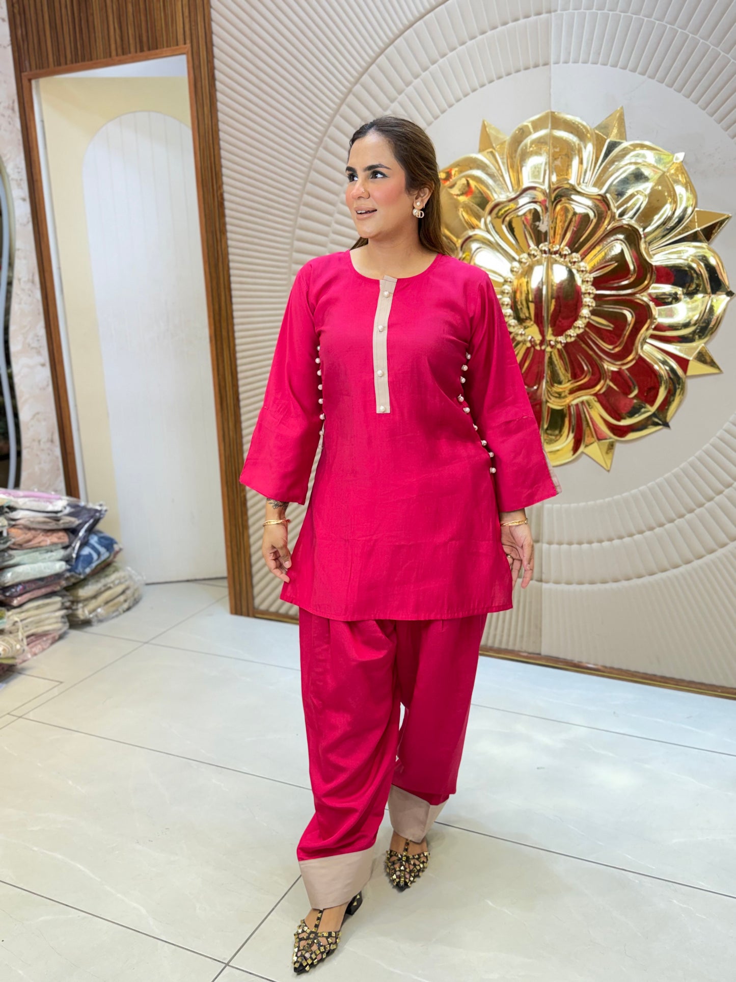 Beautiful Daily Wear Co-Ord Set With Pearl Work PC3236