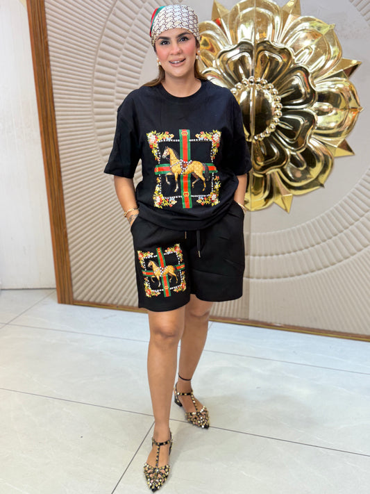 Beautiful Pattern Print Top With Short PC3242