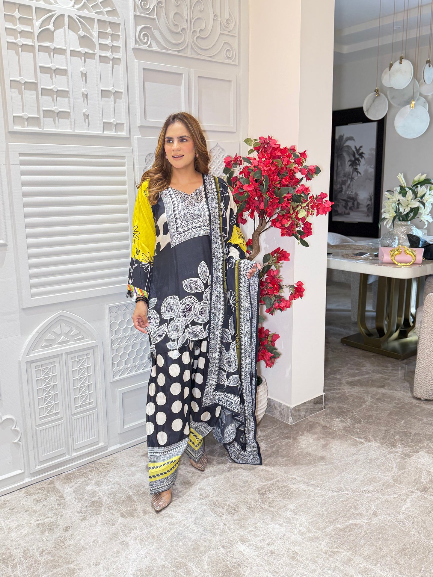 Beautiful Long Suit With Printed Dupatta PC3280