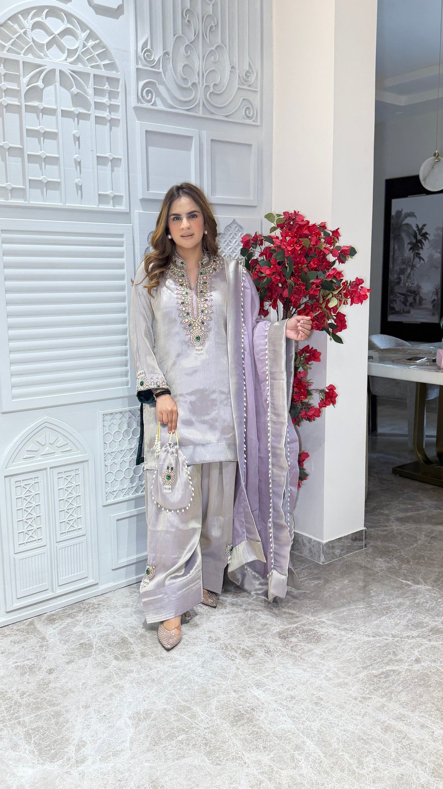 Elegant Suit With hand Work On Dupatta and shirt PC3284