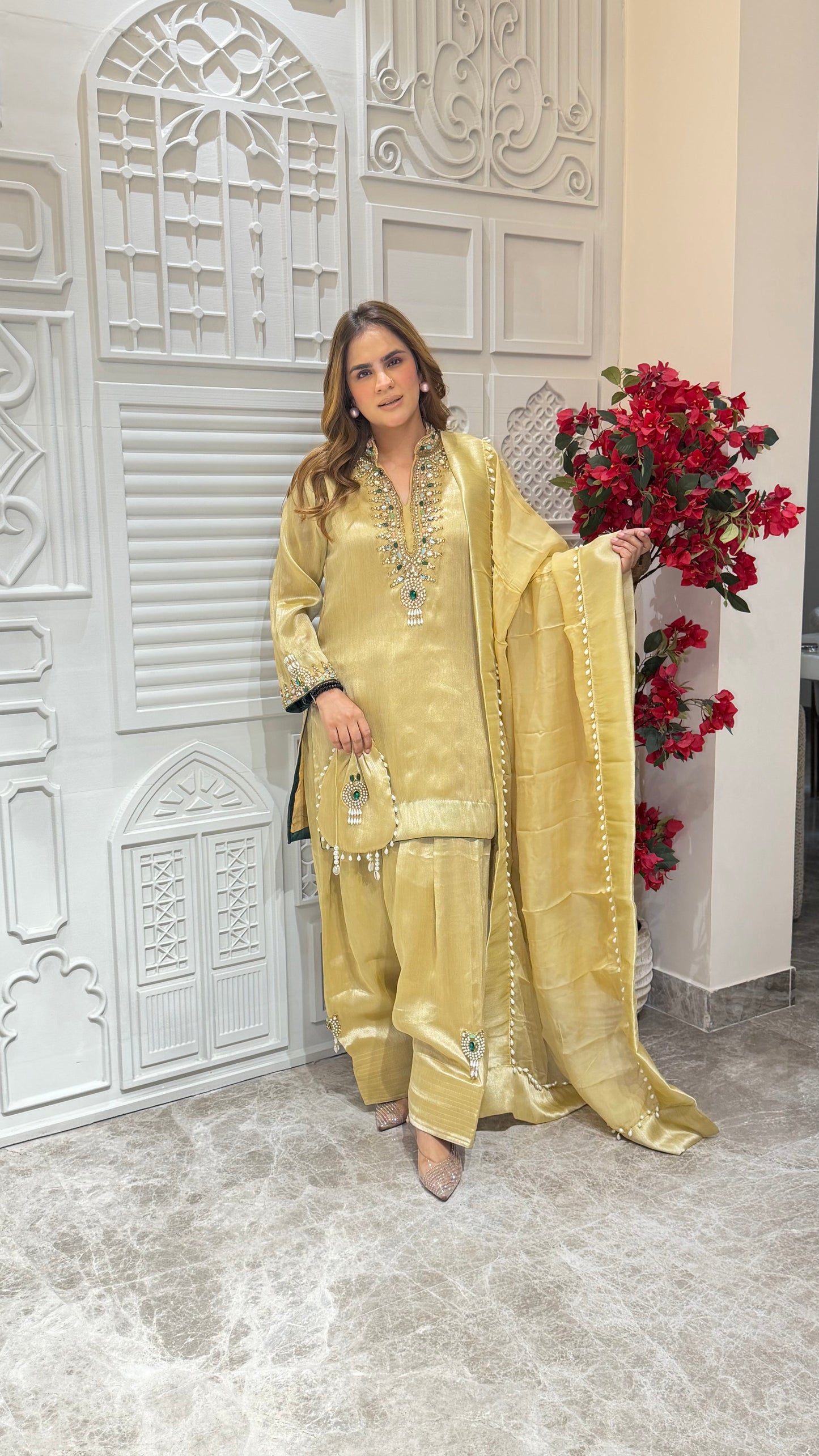 Elegant Suit With hand Work On Dupatta and shirt PC3284