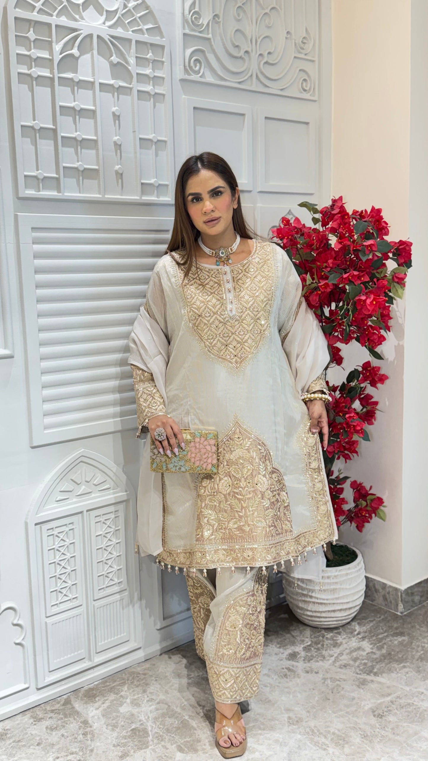 Elegant Suit With Lace Work pc3317