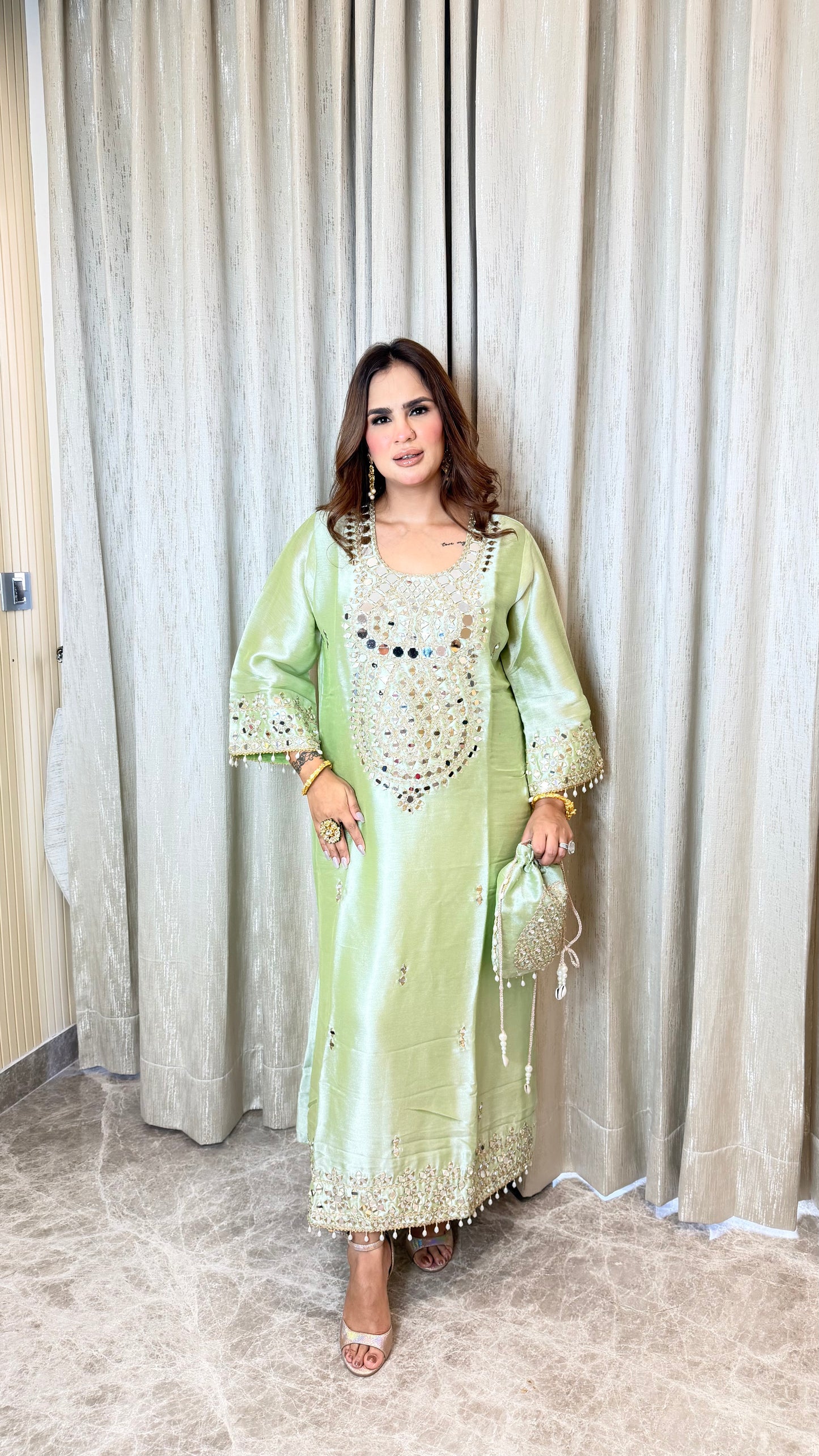 Stunning Mirror Work Indo-Western Dress PC3332
