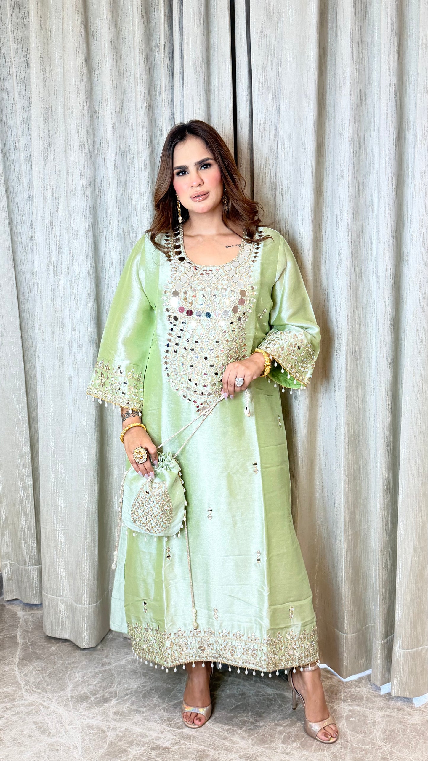 Stunning Mirror Work Indo-Western Dress PC3332