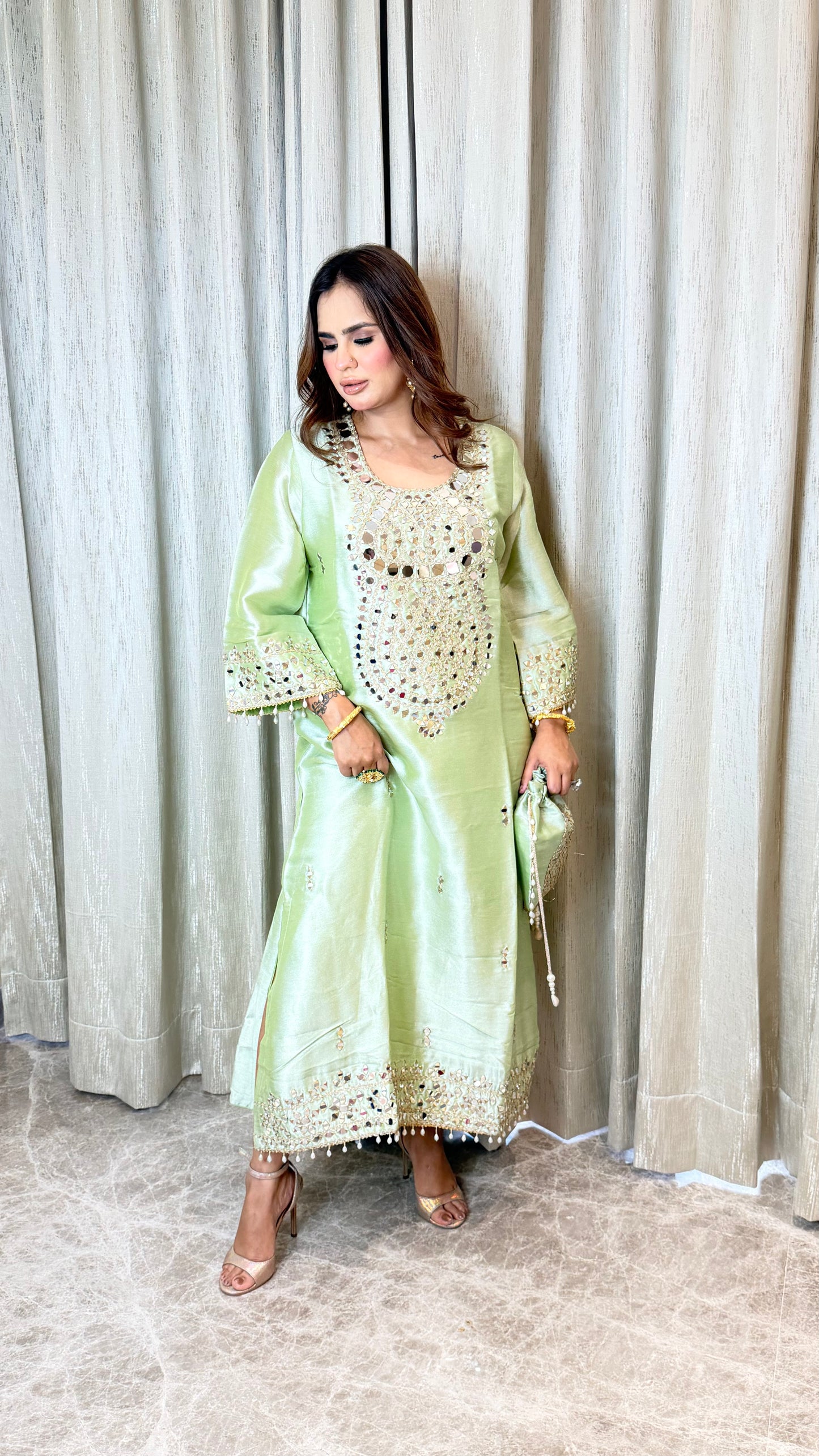Stunning Mirror Work Indo-Western Dress PC3332