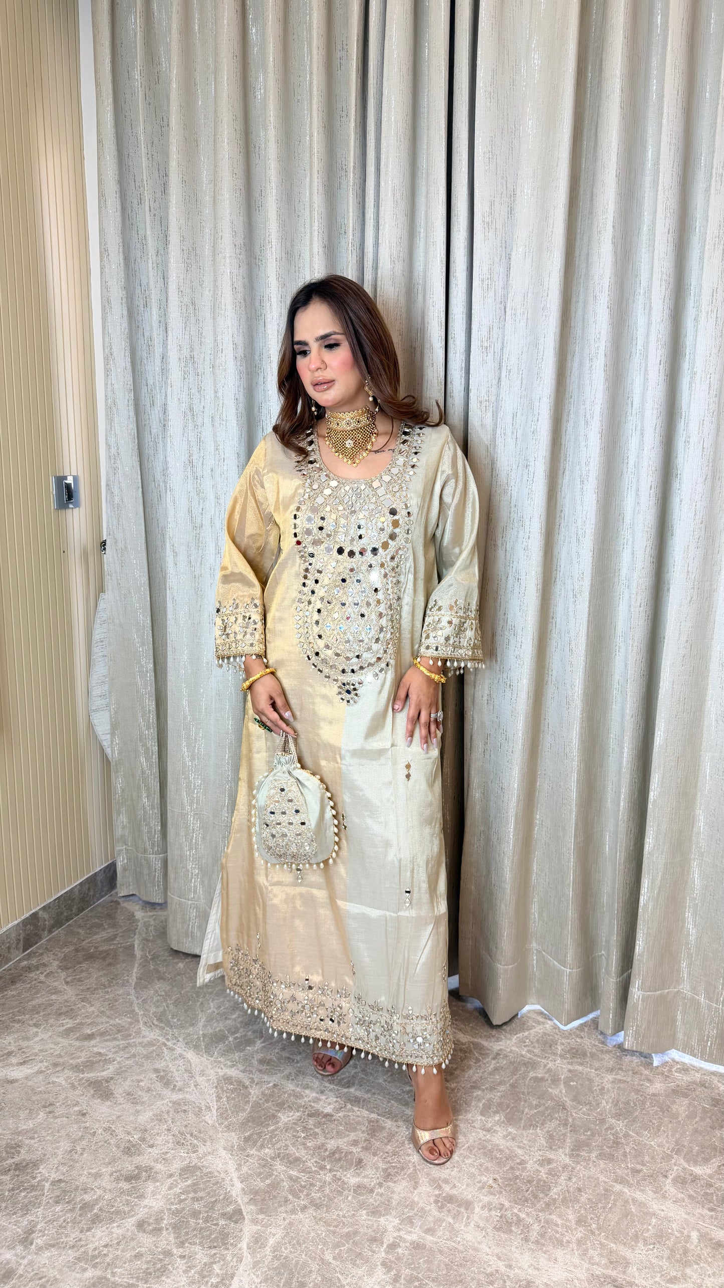 Stunning Party Wear Indo-Western Dress With Potli PC3333
