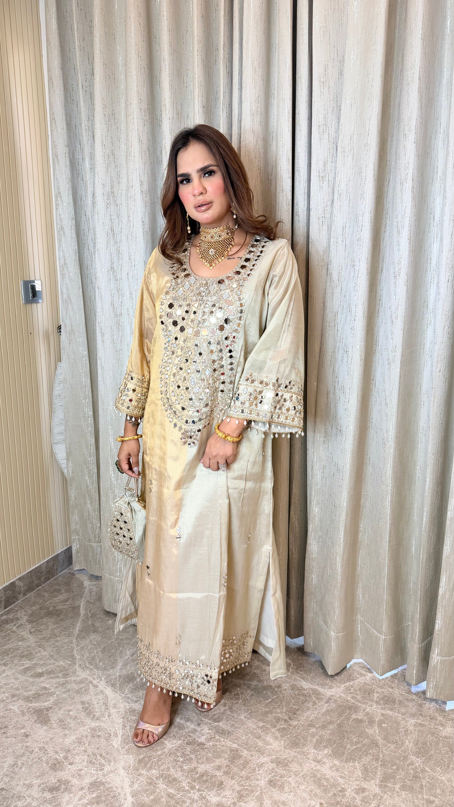 Stunning Party Wear Indo-Western Dress With Potli PC3333