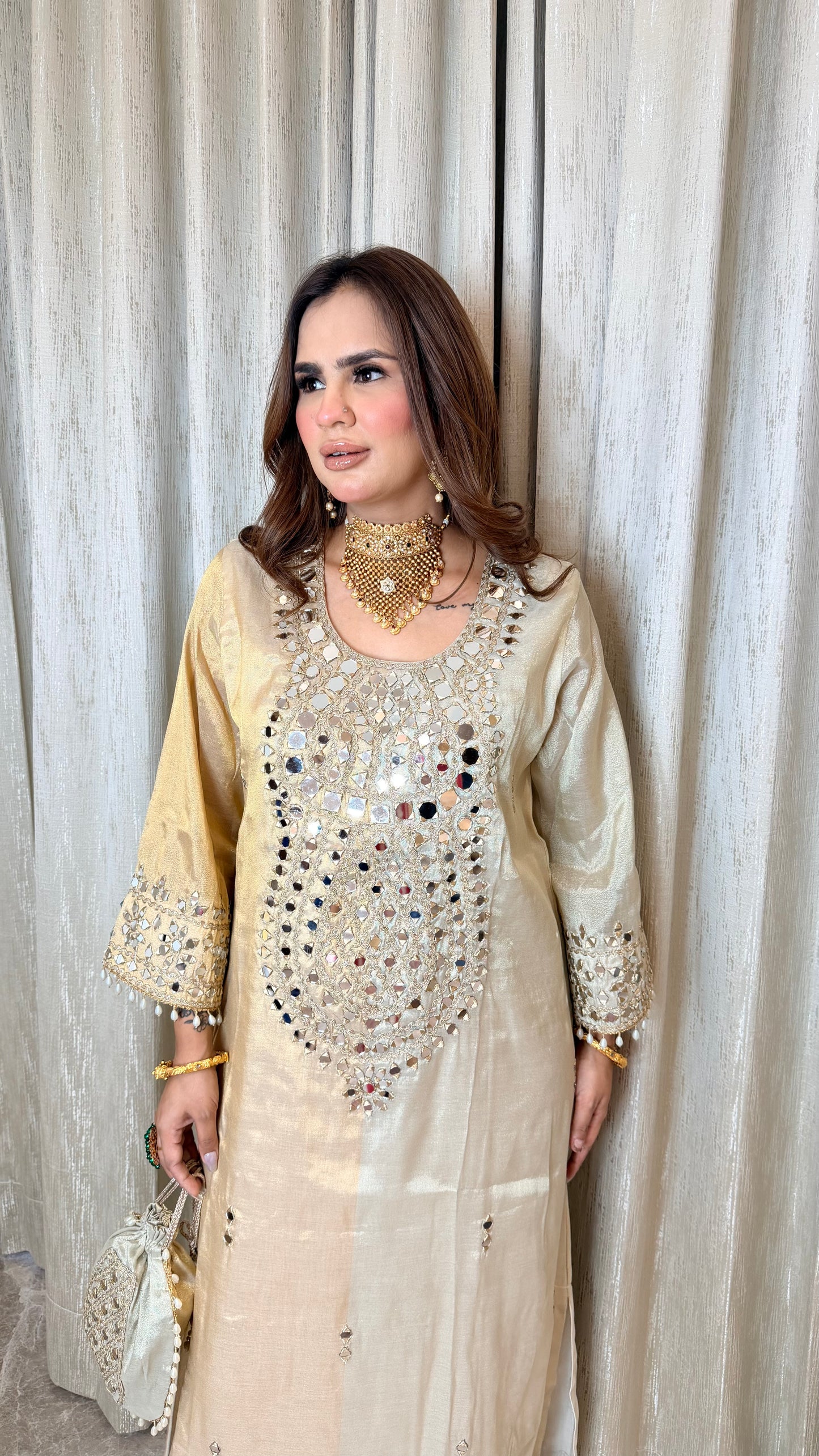 Stunning Party Wear Indo-Western Dress With Potli PC3333