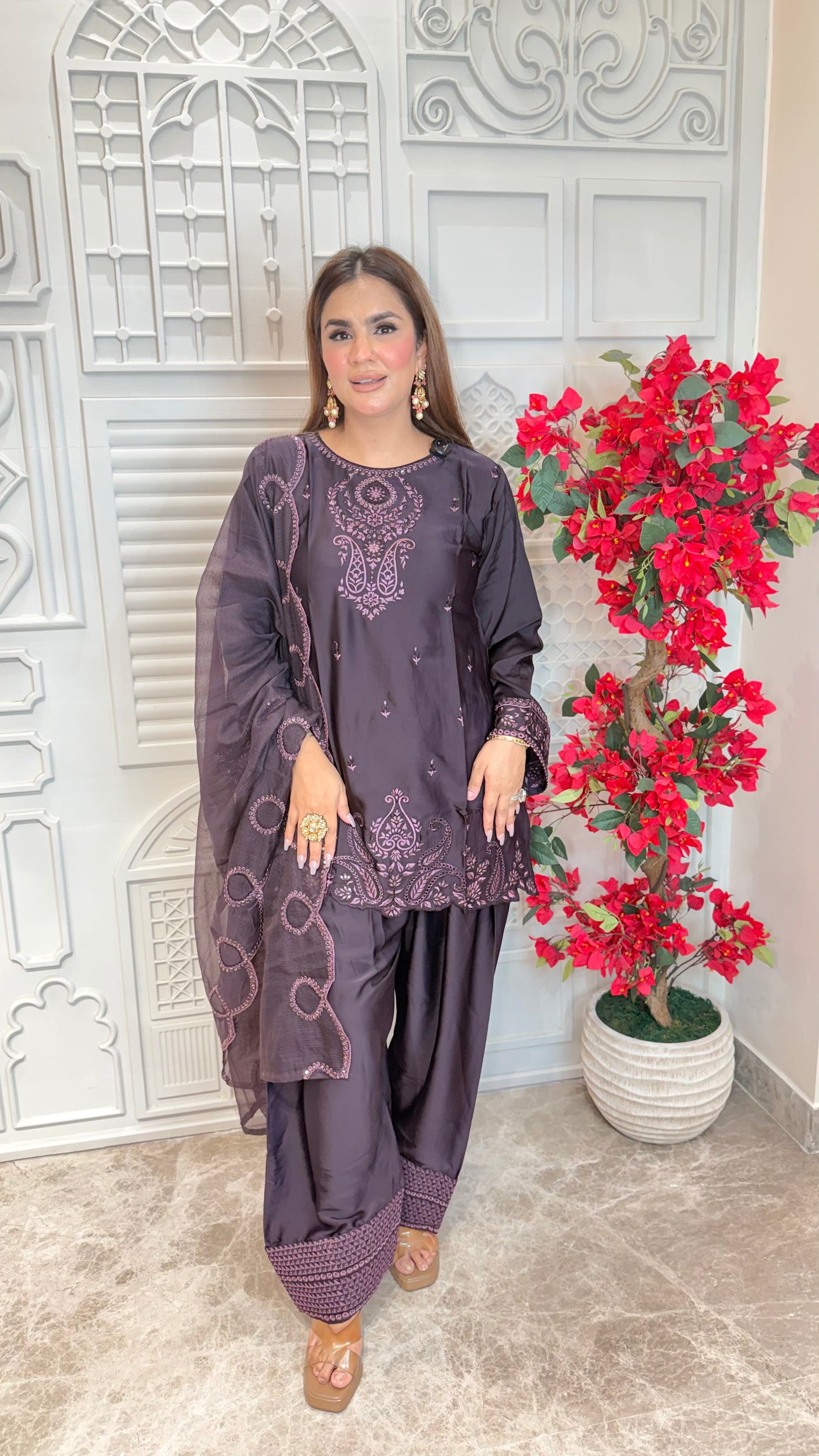Elegant Suit With Net Dupatta PC3348