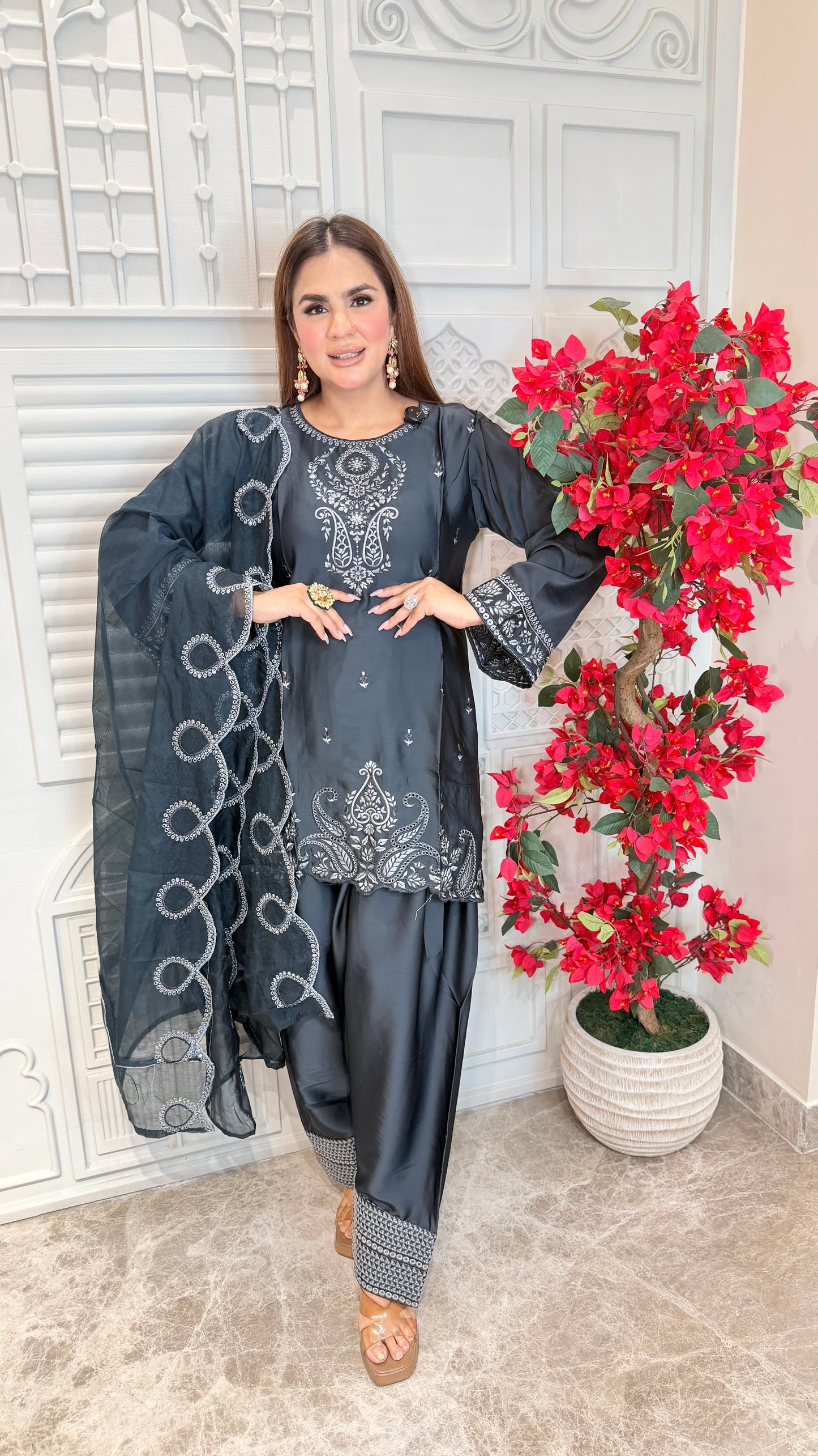 Elegant Suit With Net Dupatta PC3348