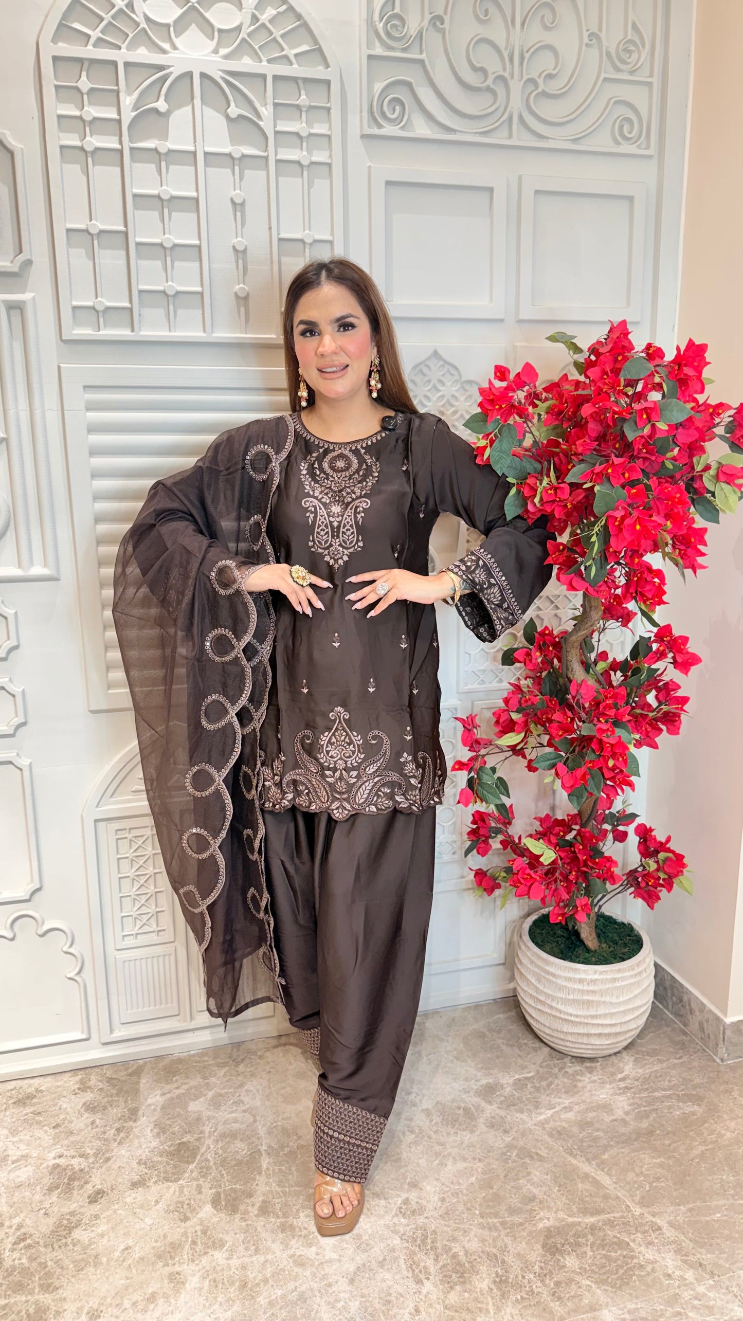 Elegant Suit With Net Dupatta PC3348