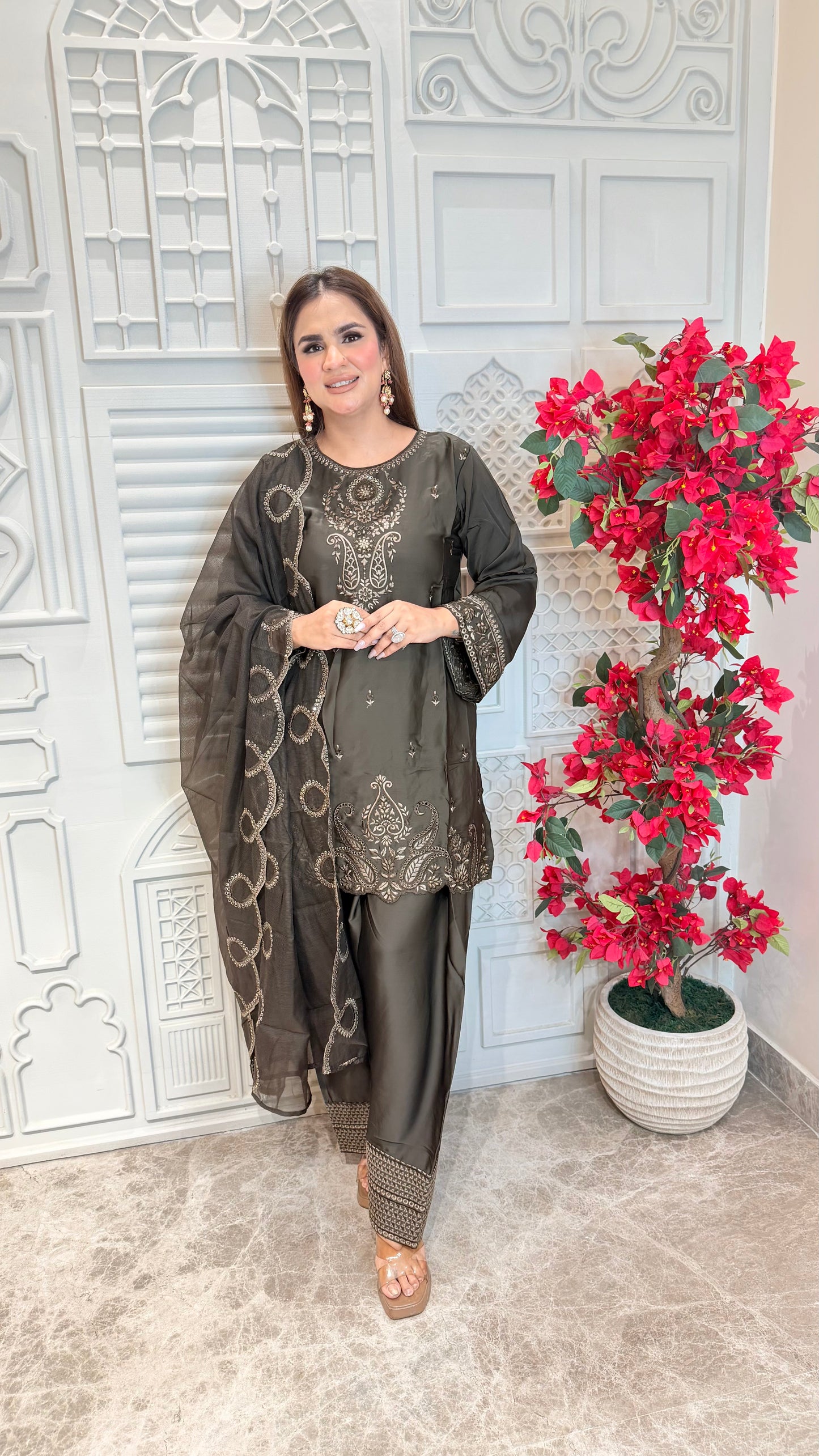 Elegant Suit With Net Dupatta PC3348