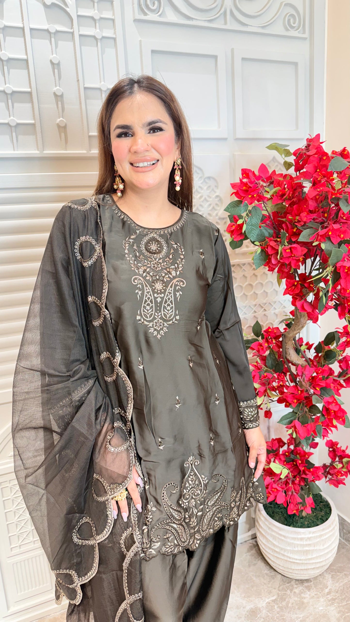 Elegant Suit With Net Dupatta PC3348