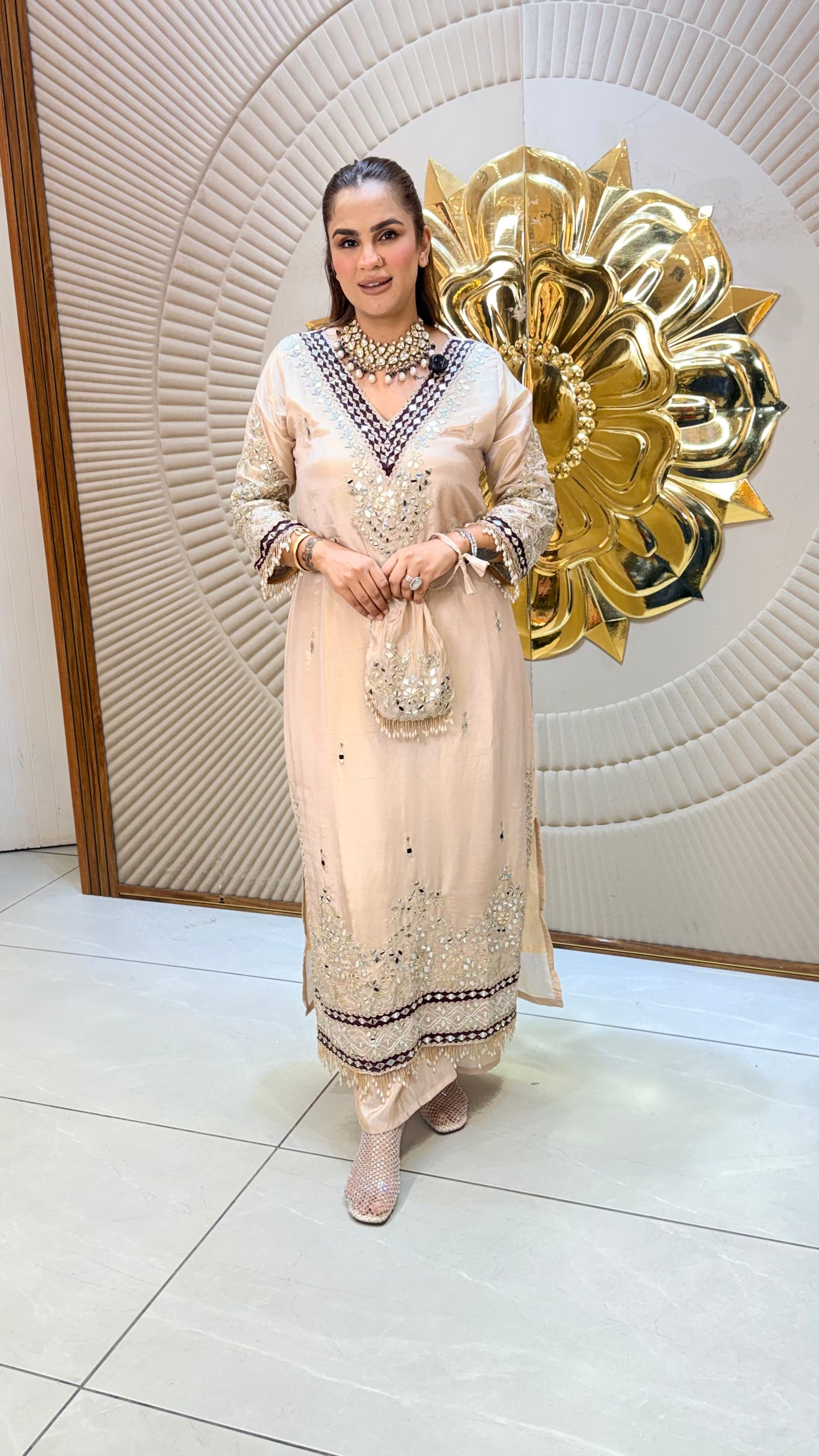Beautiful Kurta Set with mirror work PC3449