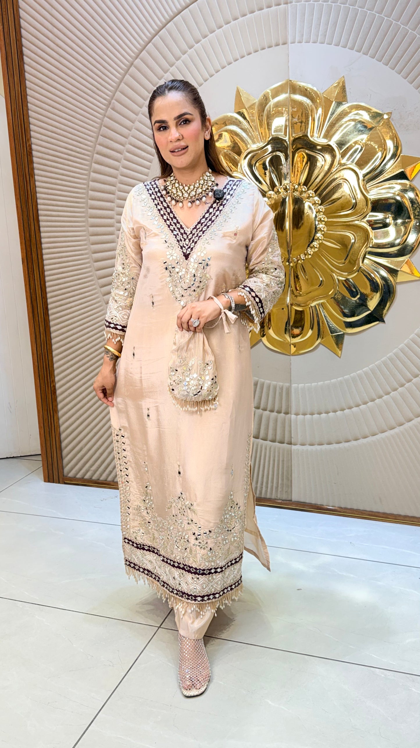 Beautiful Kurta Set with mirror work PC3449