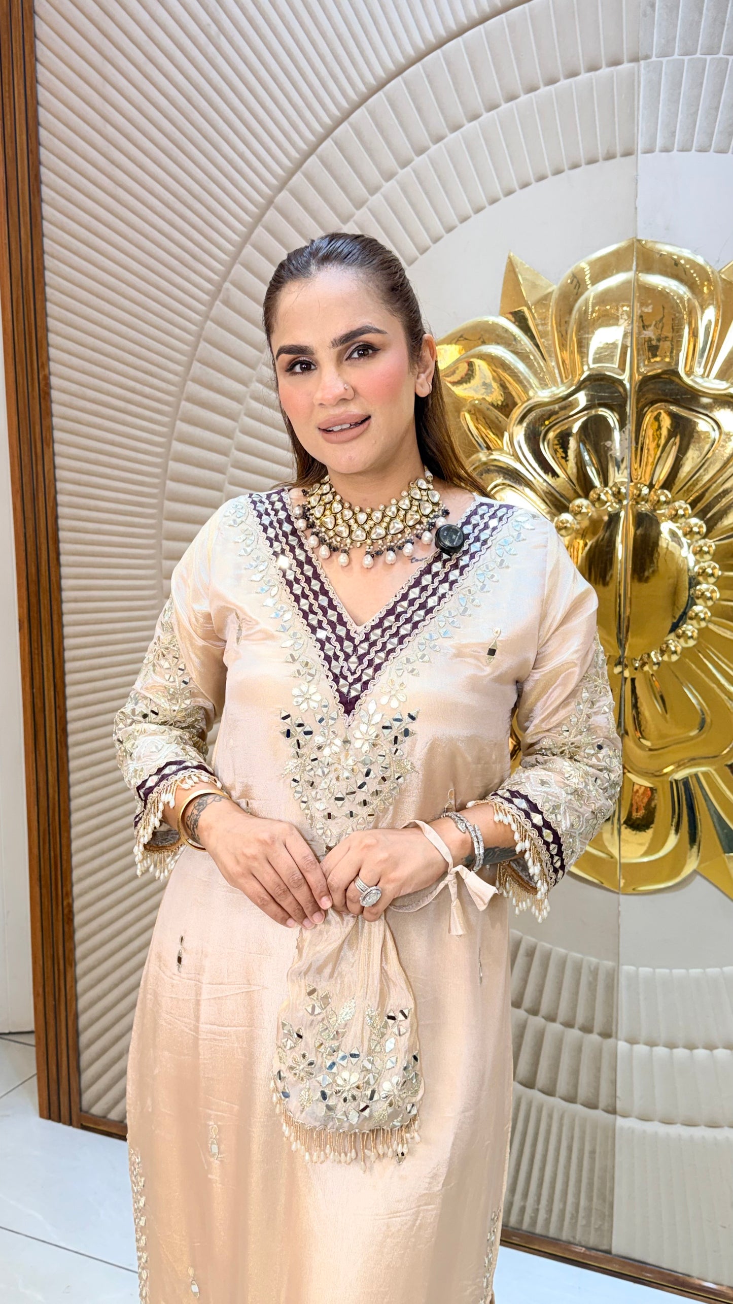 Beautiful Kurta Set with mirror work PC3449
