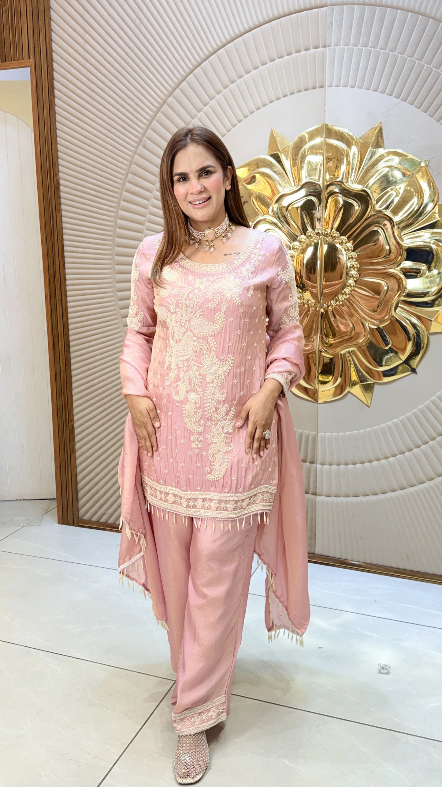 Beautiful real georgette palazzo with matching dupatta PC3376