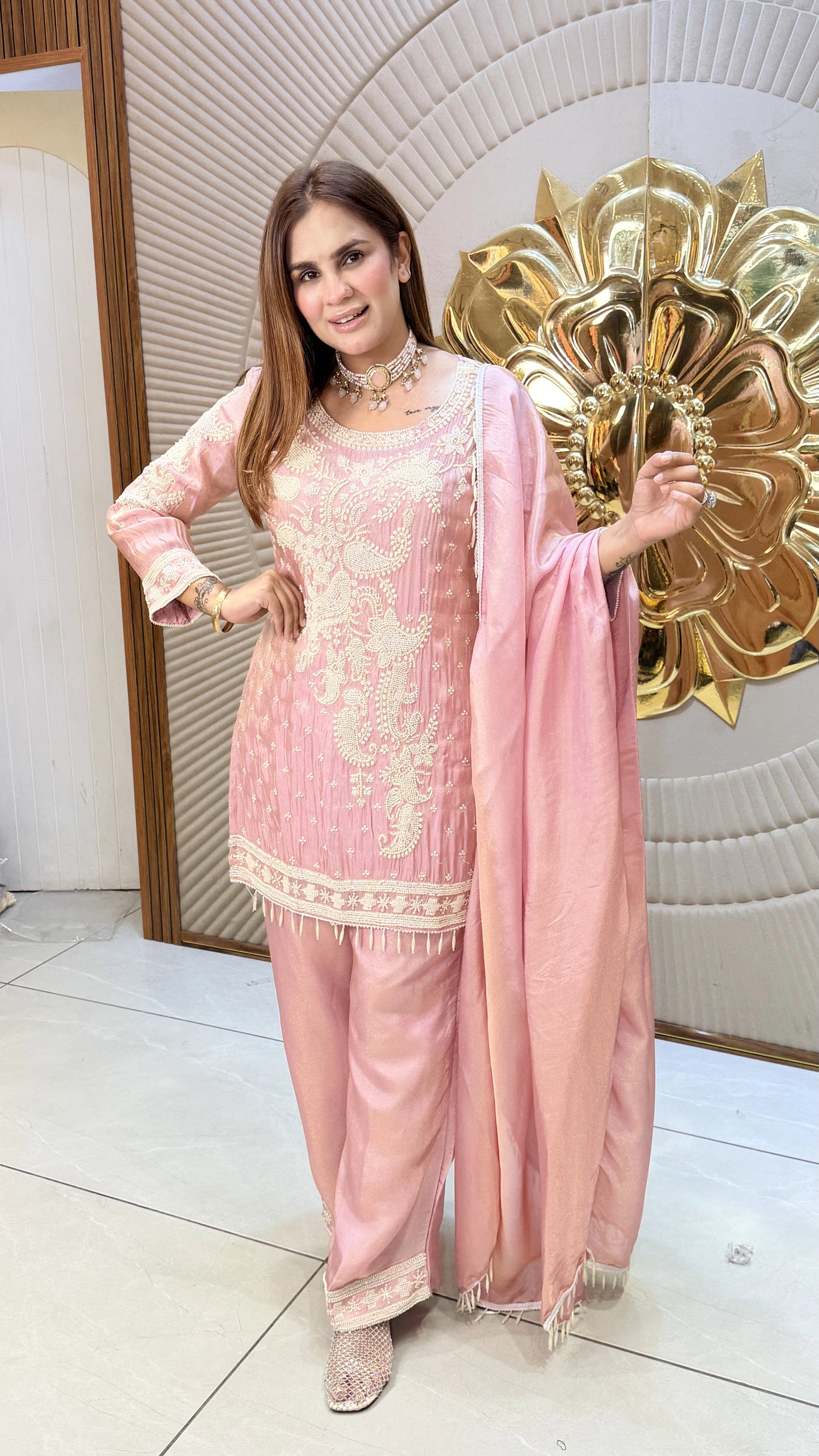 Beautiful real georgette palazzo with matching dupatta PC3376