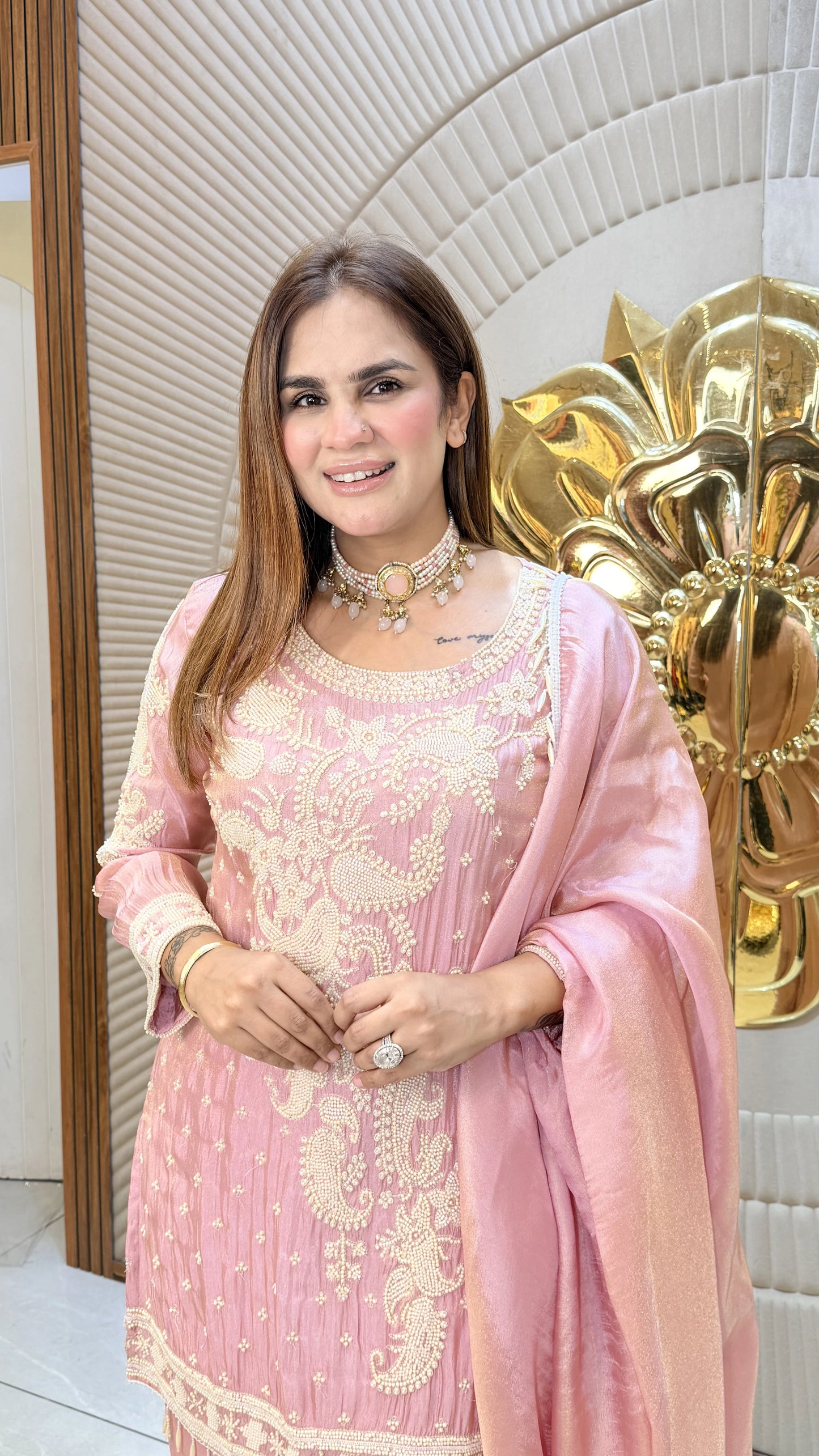 Beautiful real georgette palazzo with matching dupatta PC3376