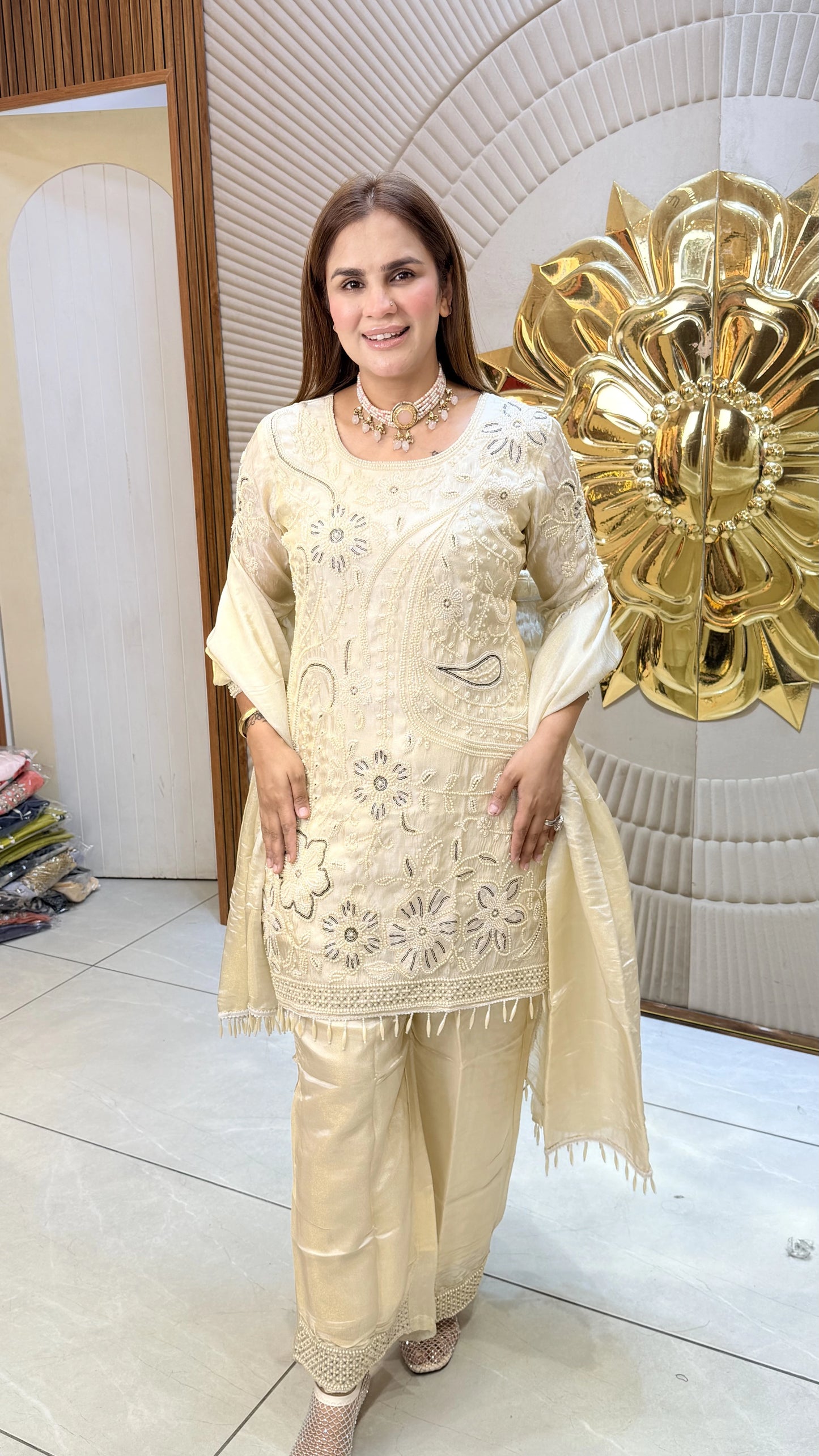 Beautiful real georgette palazzo with matching dupatta PC3376