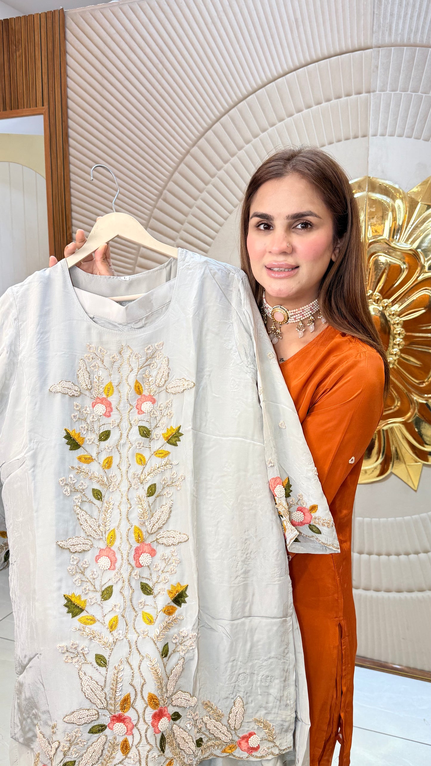 Elegant embroidered kurta set PC3380
