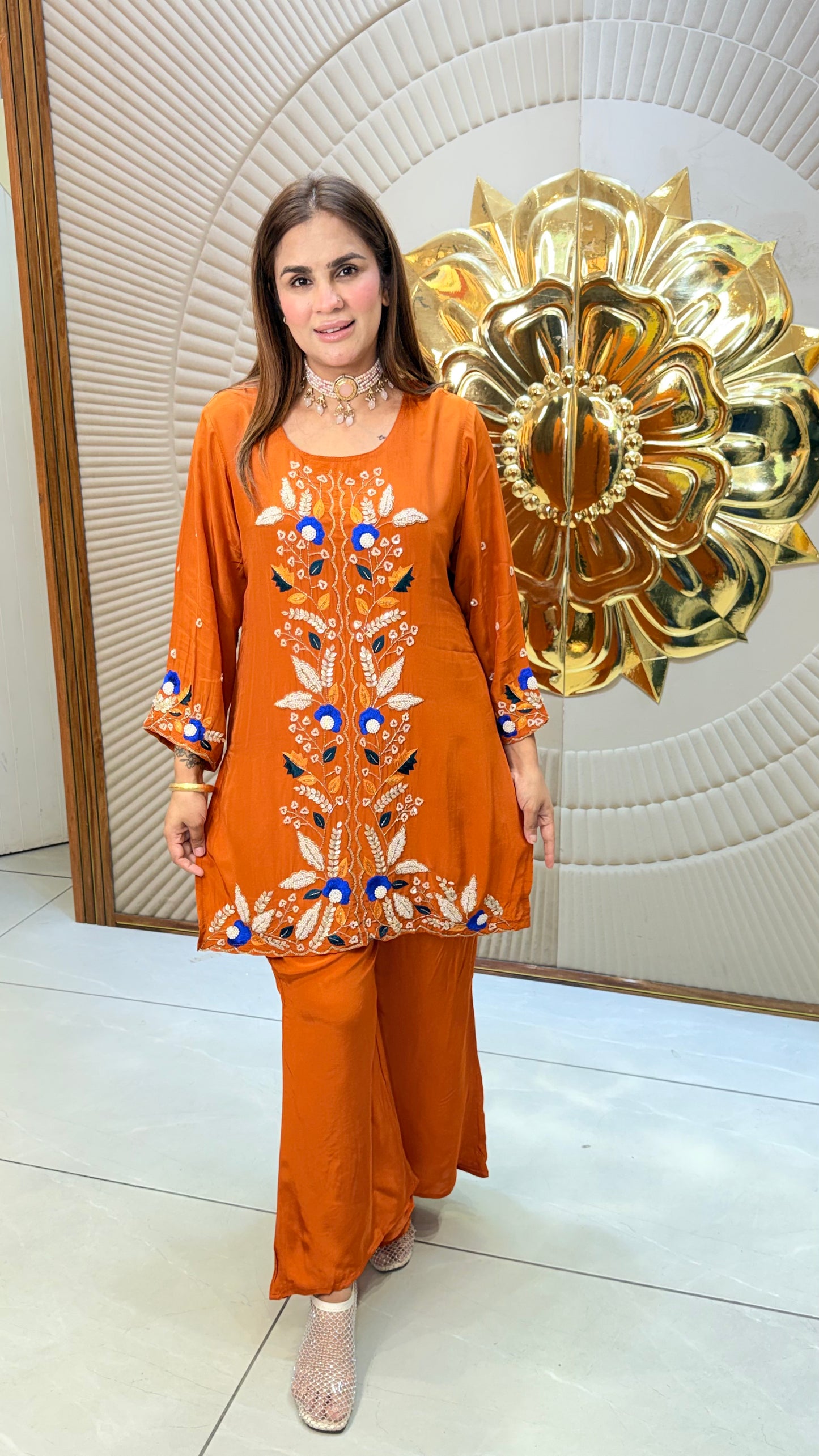 Elegant embroidered kurta set PC3380