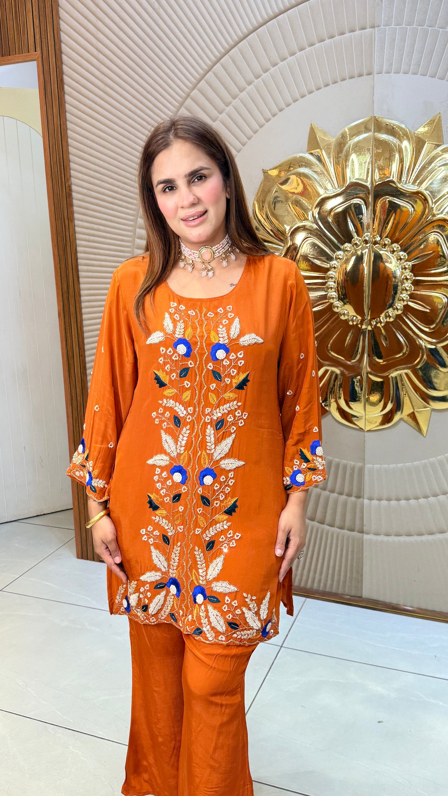 Elegant embroidered kurta set PC3380