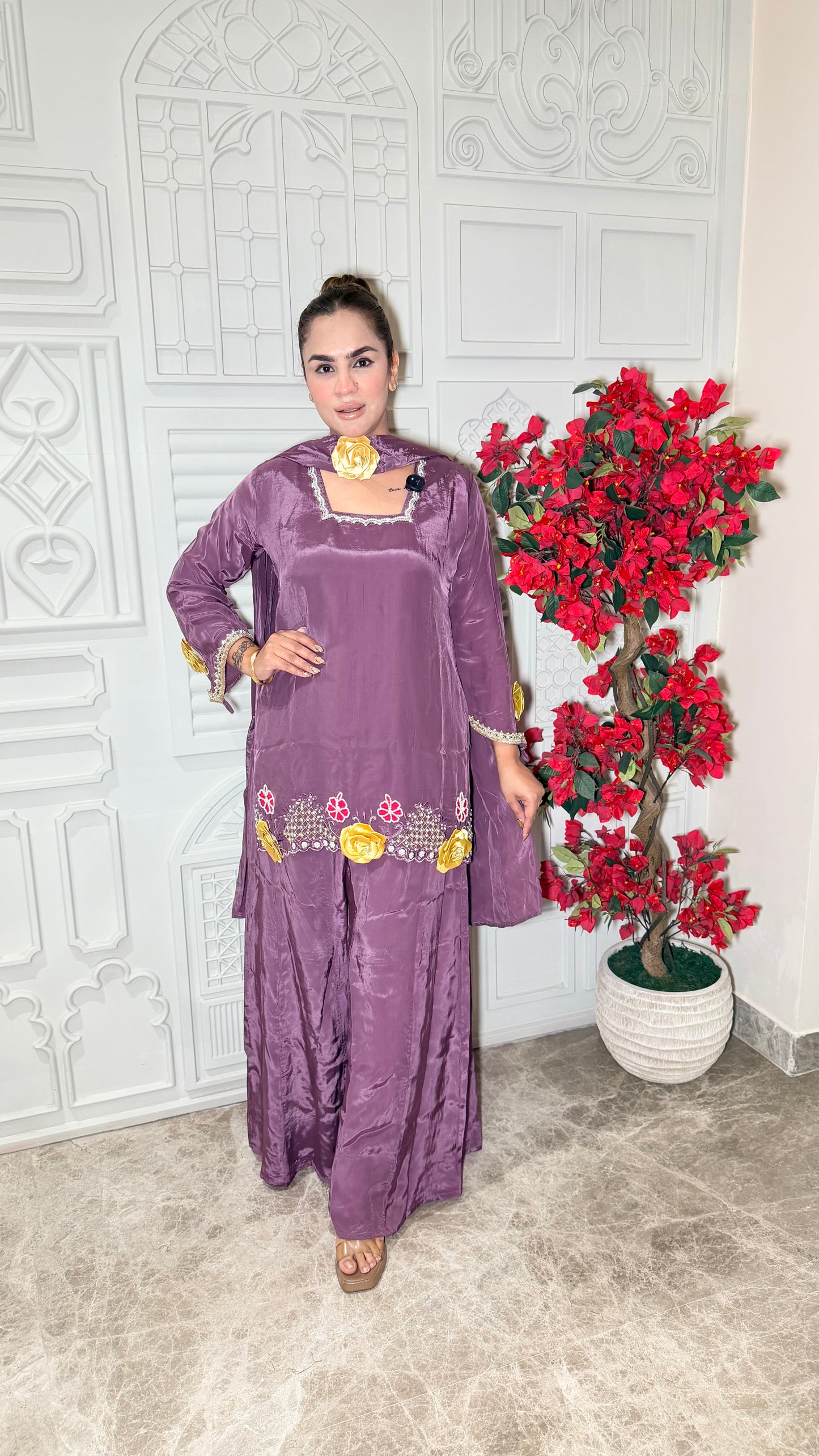 Beautiful Purple silk kurta and palazzo set PC33101
