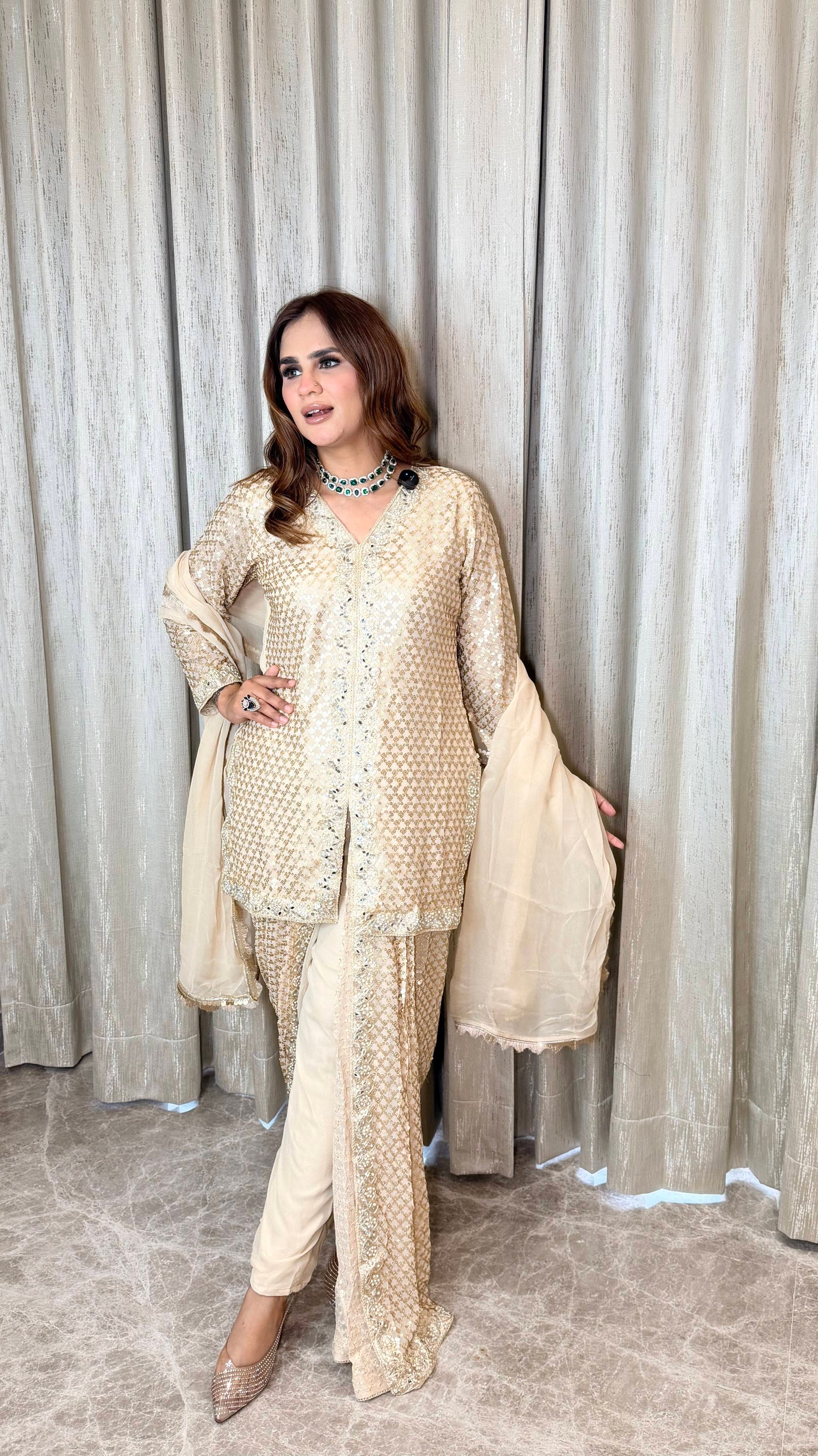 Elegant Suit With Lace Work PC3407