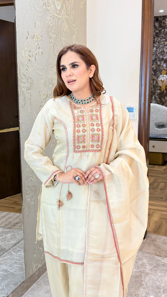 Elegant Suit With Lace Work On Dupatta PC3410
