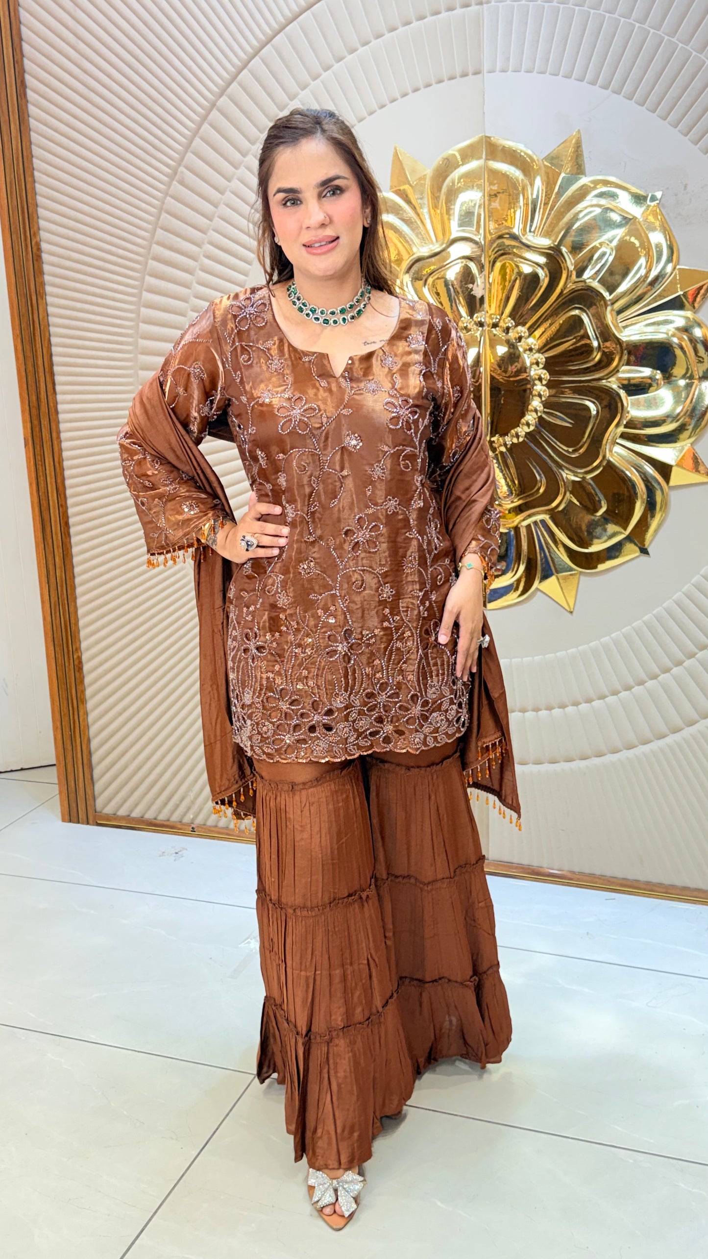 Elegant Ethnic kurta set with Sharara pants PC3424