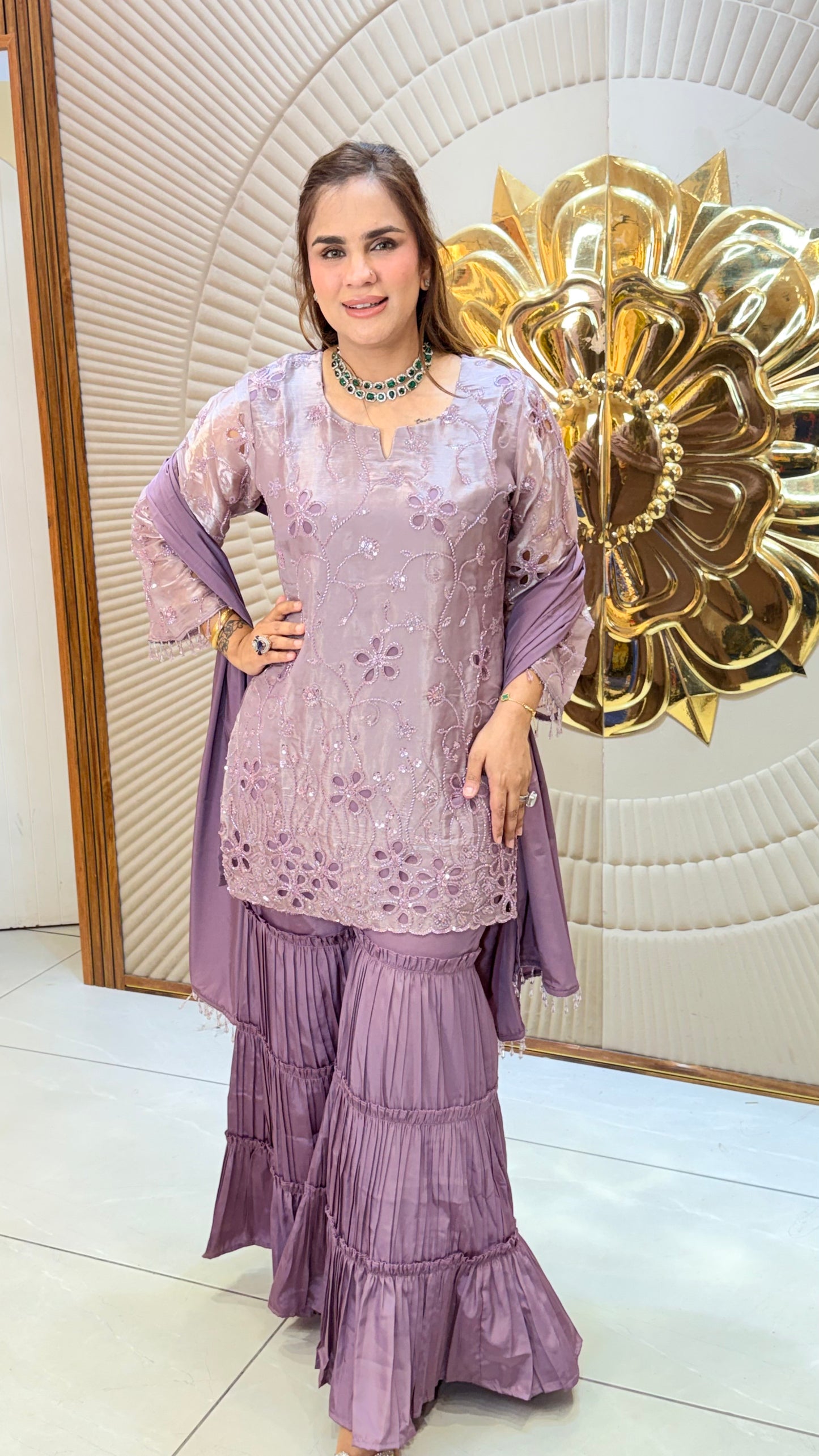 Elegant Ethnic kurta set with Sharara pants PC3424