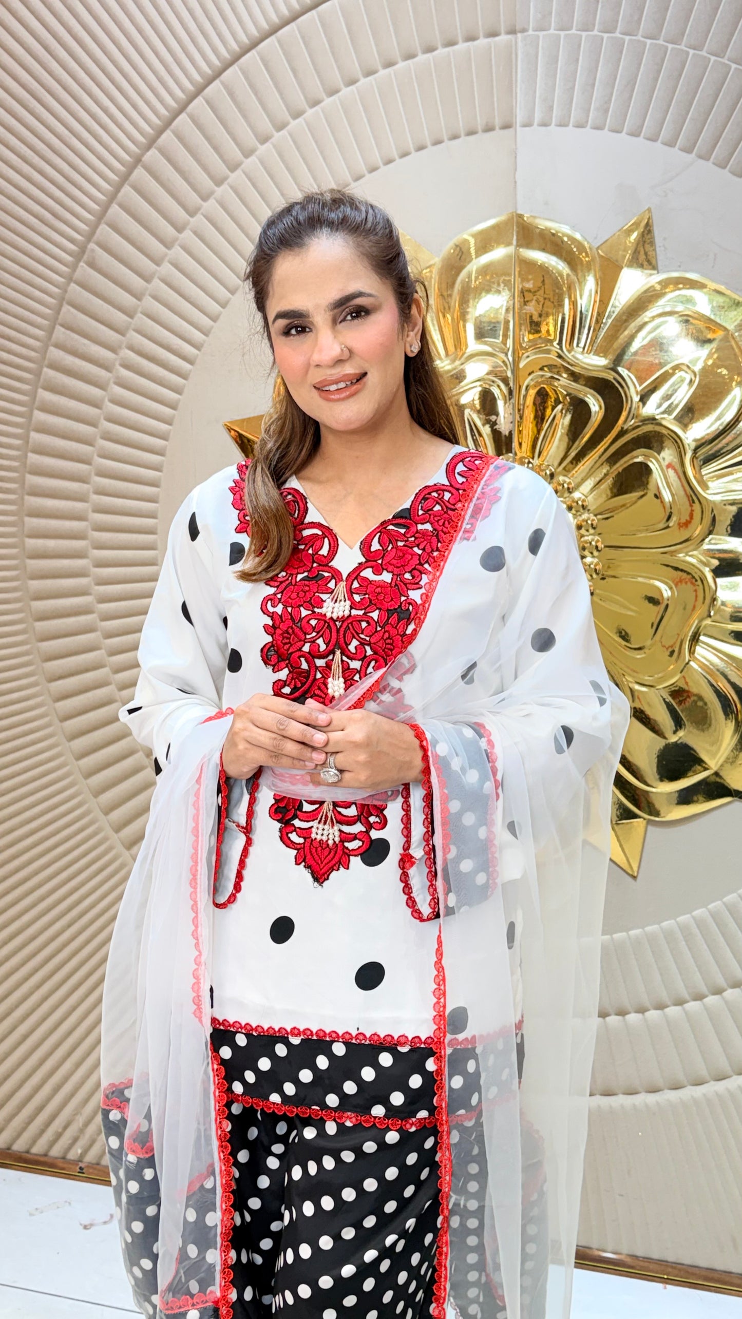 Elegant Farshi salwar with polka dot suits set PC3433
