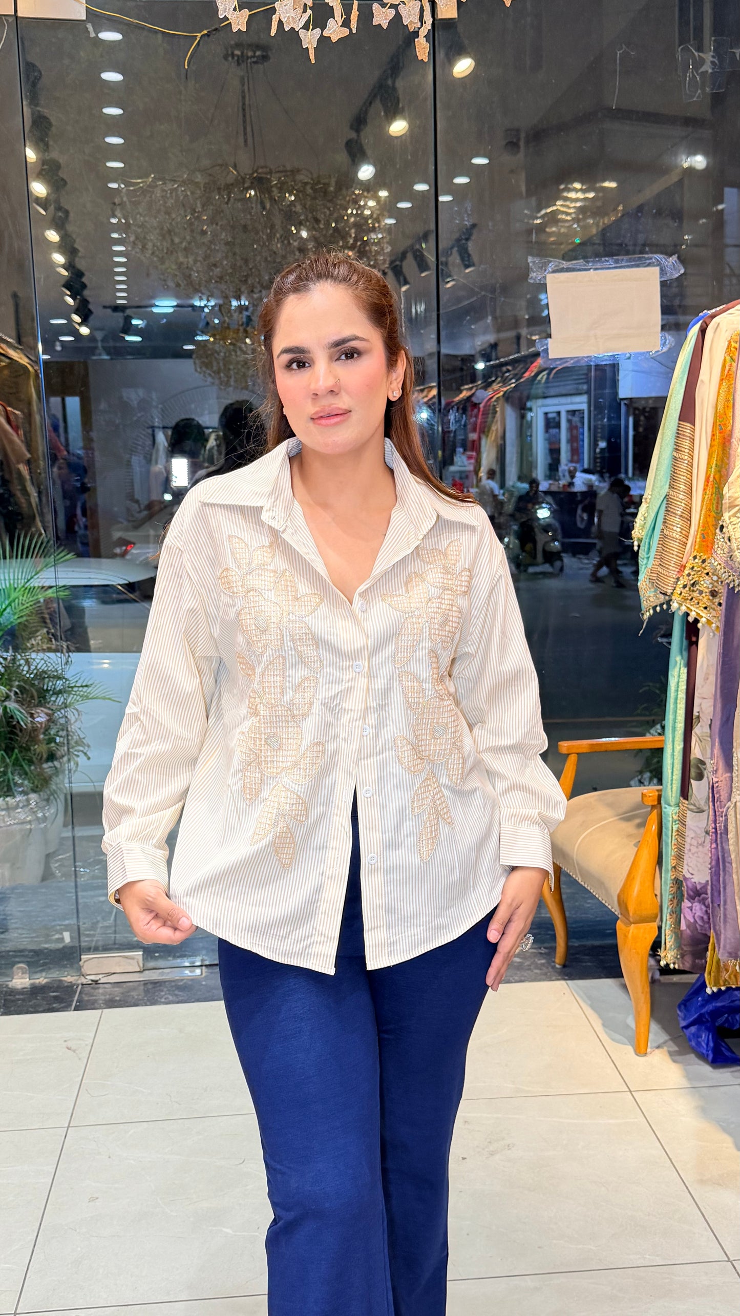 Elegant Vertical Striped Cotton Shirt PC3432