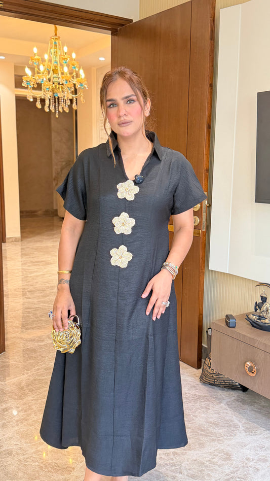 Beautiful midi-length linen shirt dress PC3441