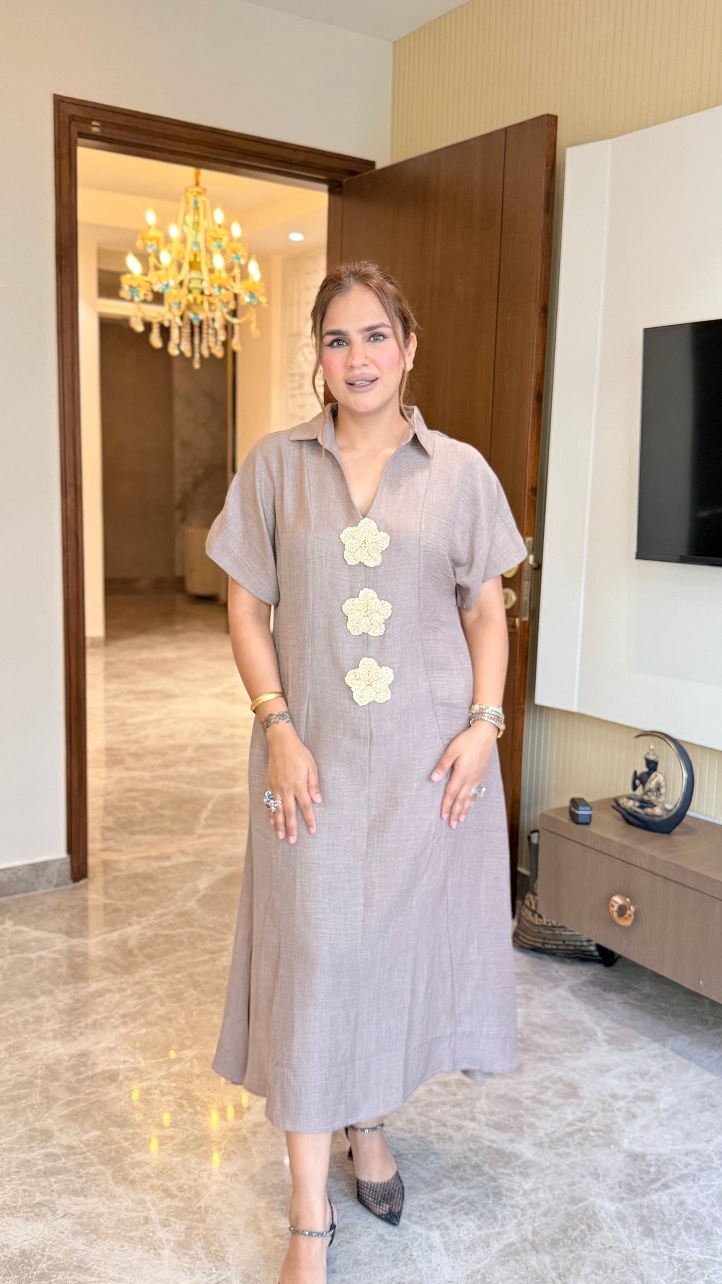 Beautiful midi-length linen shirt dress PC3441