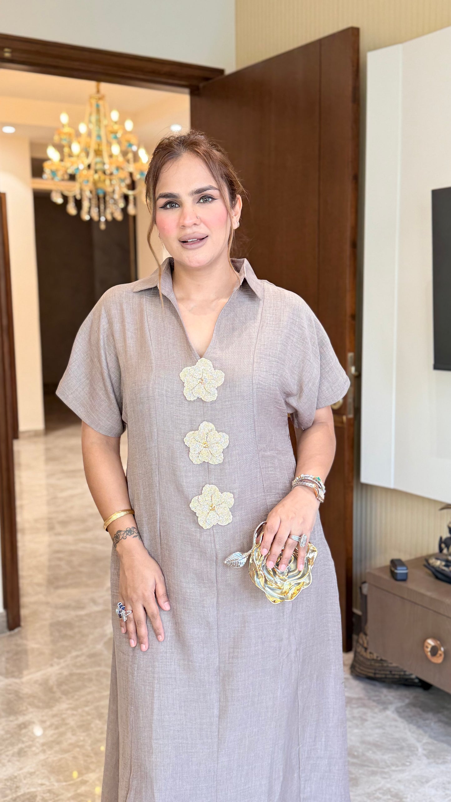 Beautiful midi-length linen shirt dress PC3441
