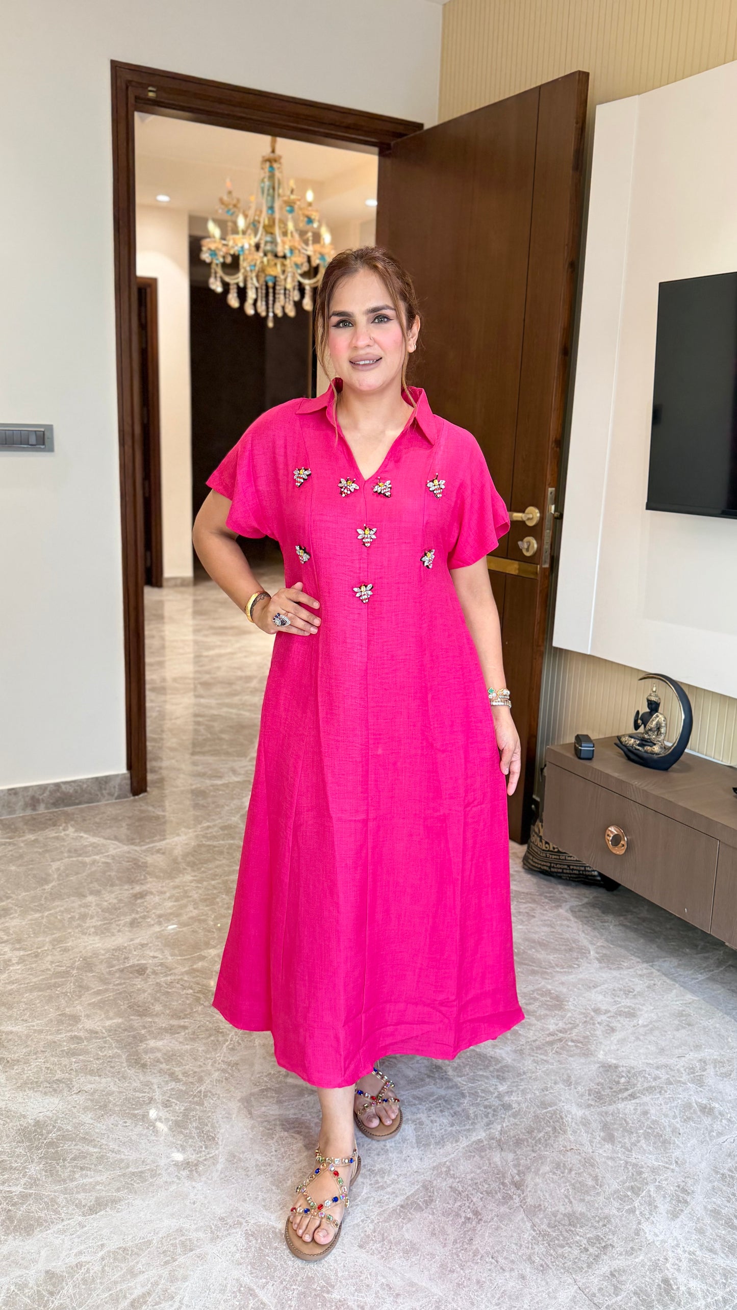 Elegant Long Dress with V-neck PC3447